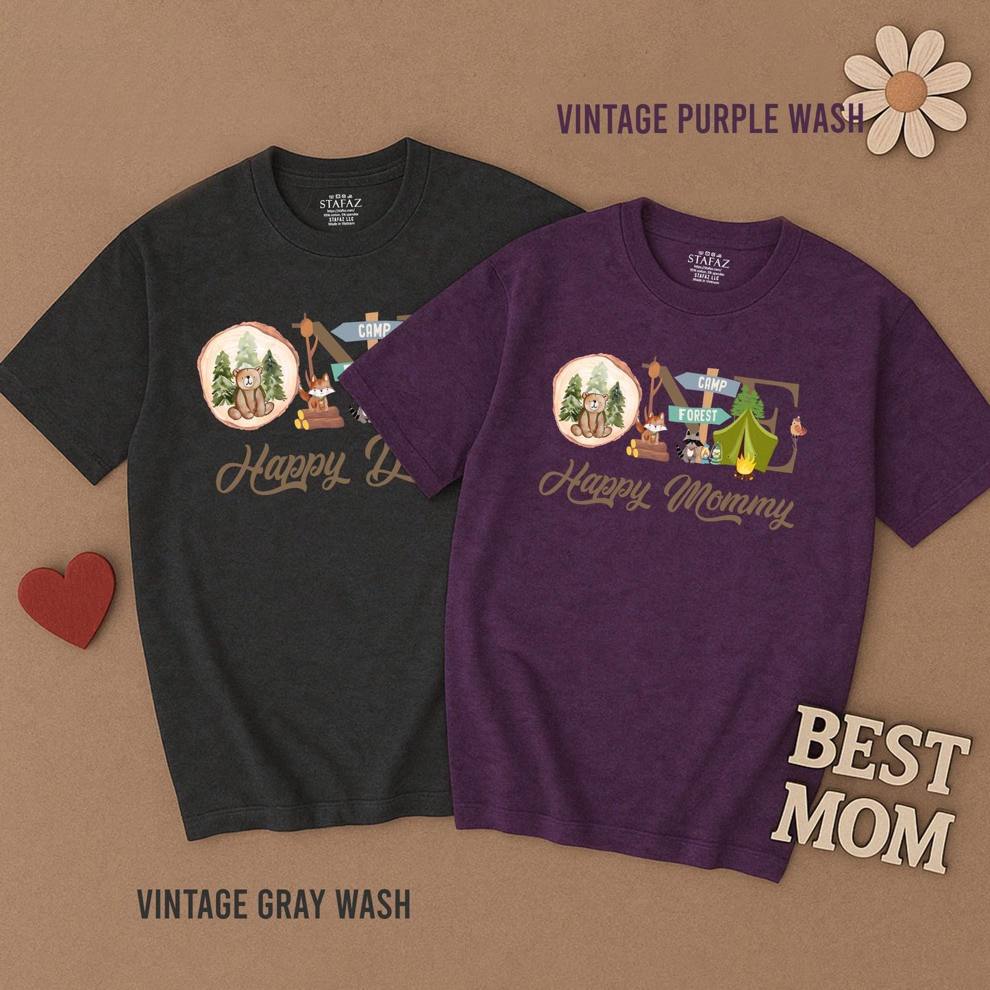 One Happy Camper First Birthday Shirt Toddler Camping Outfit Matching Family Tees Mommy and Me