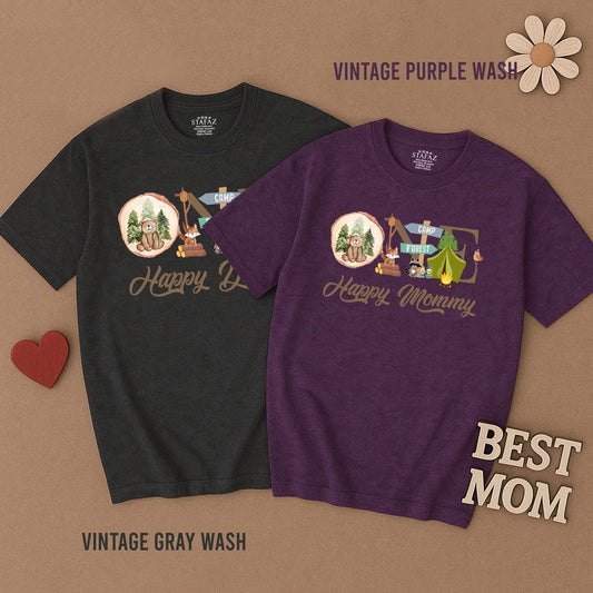 One Happy Camper First Birthday Shirt Toddler Camping Outfit Matching Family Tees Mommy and Me