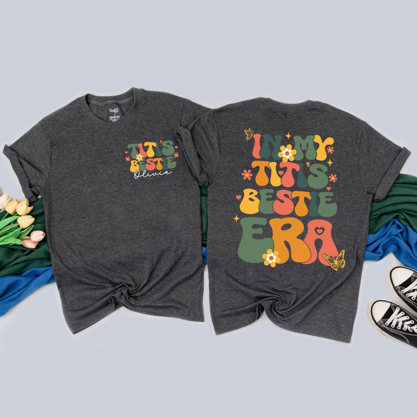 Personalized Titi & Titi's Bestie Matching Shirts & Romper Custom Aunt & Niece Outfit Baby Shower Gift