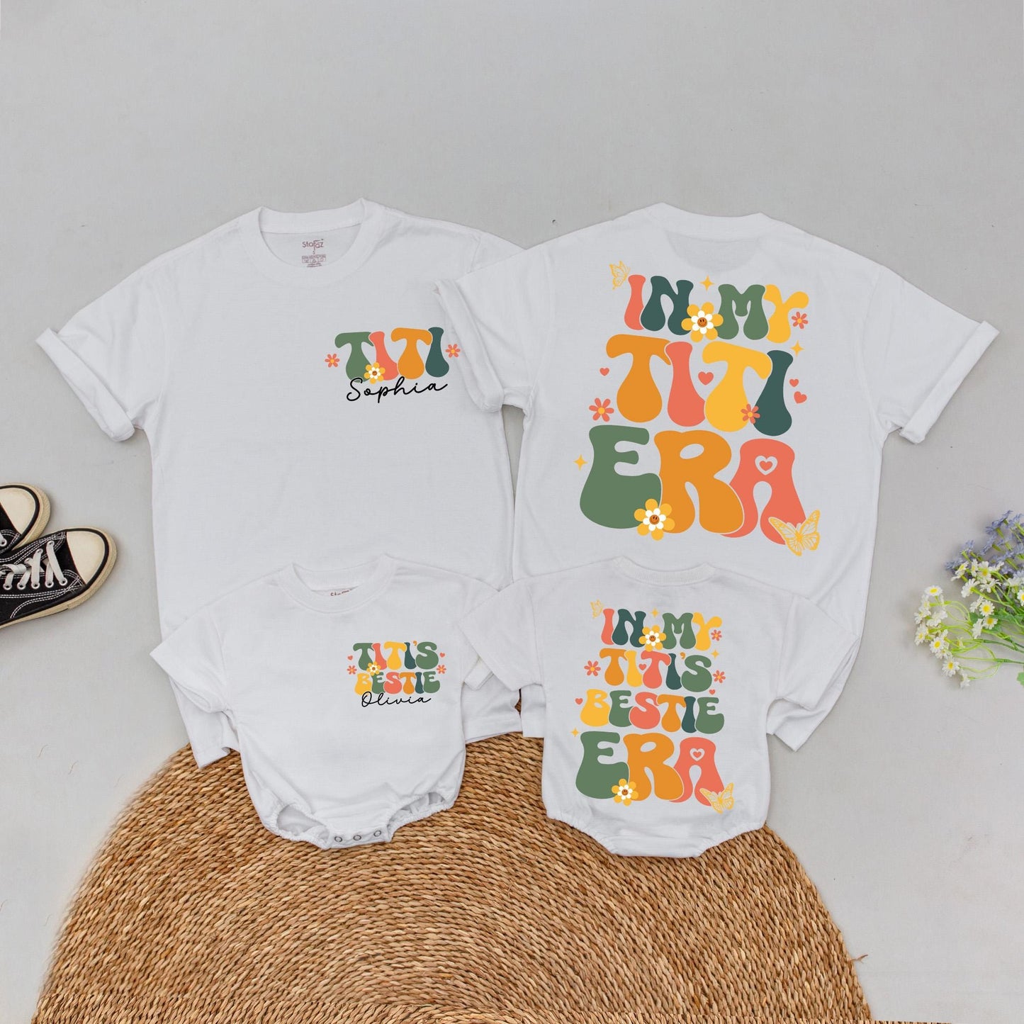 Personalized Titi & Titi's Bestie Matching Shirts & Romper Custom Aunt & Niece Outfit Baby Shower Gift