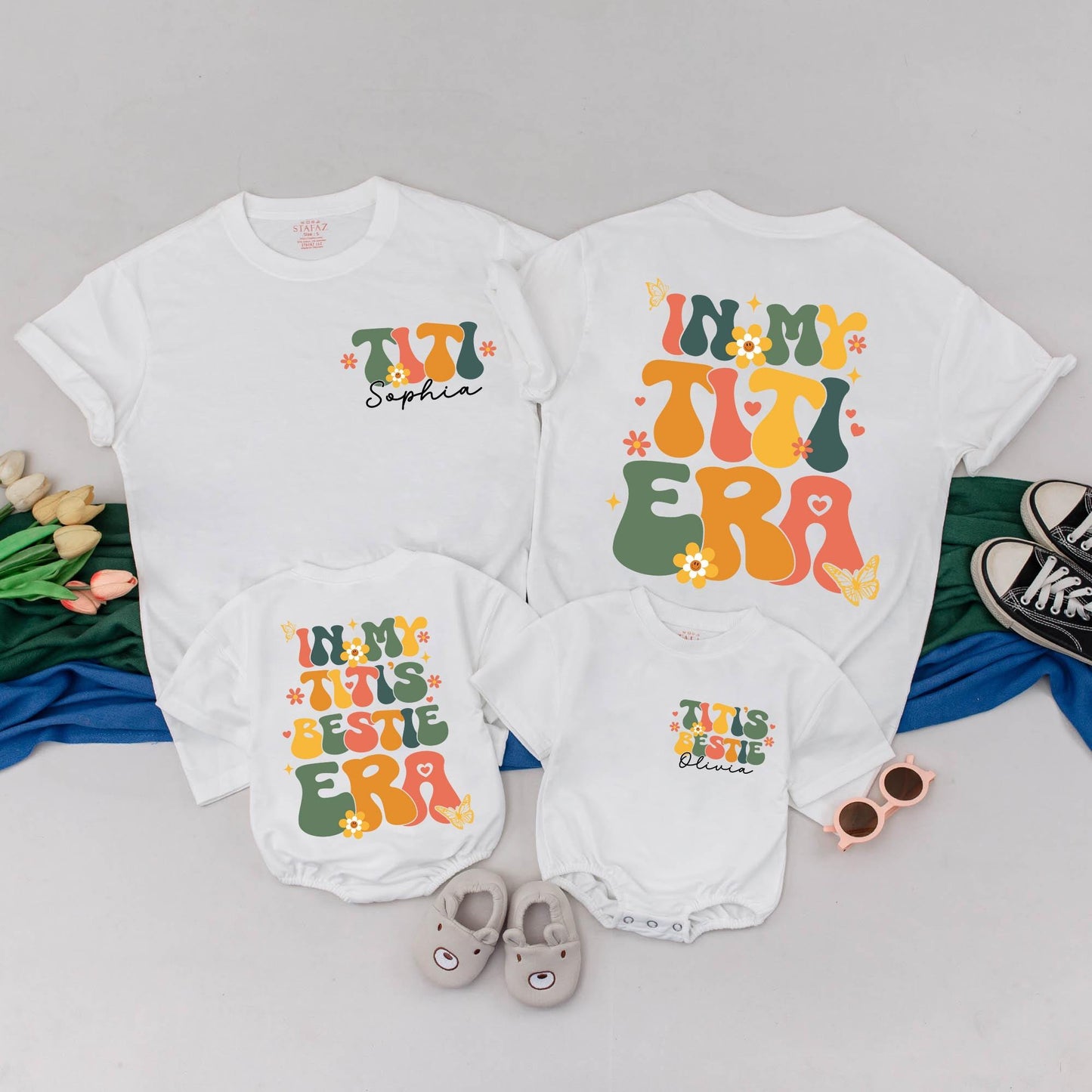 Personalized Titi & Titi's Bestie Matching Shirts & Romper Custom Aunt & Niece Outfit Baby Shower Gift