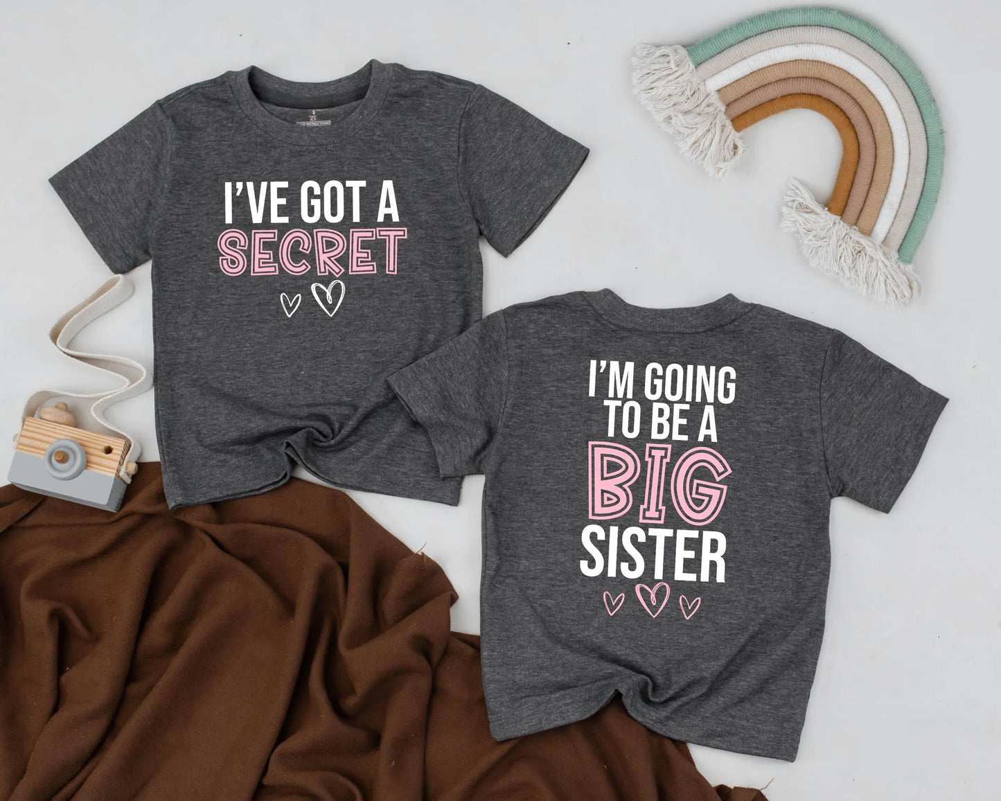 Big Sister Announcement Shirt I’ve Got A Secret Toddler Tee Pregnancy Reveal Girl Cute Sibling Outfit Gift