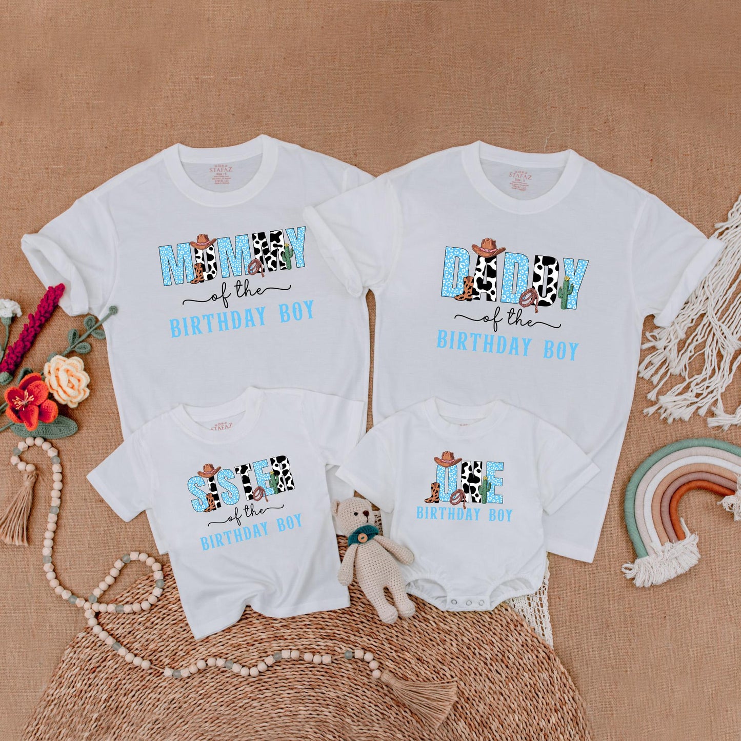 Cowboy Birthday Matching Family Shirts My First Rodeo Western Birthday Outfit Dad Mom Rodeo Theme Gift