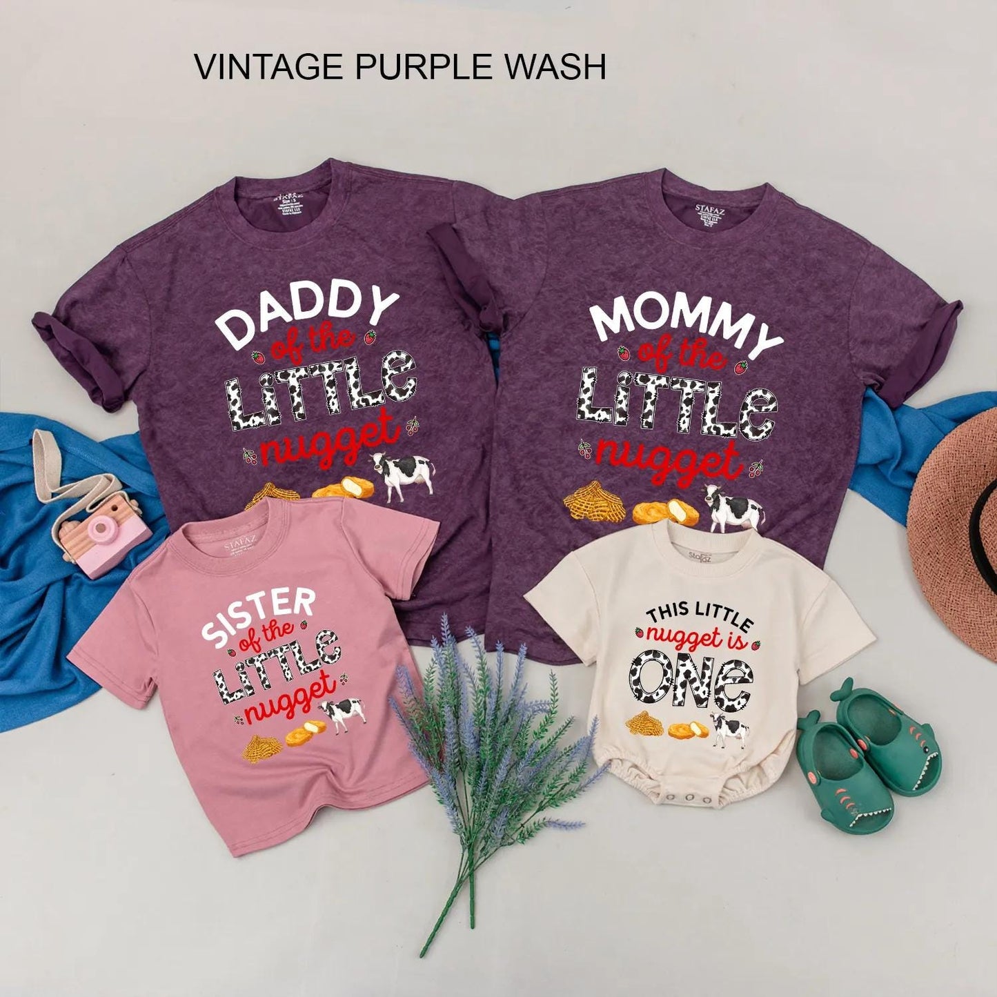 Custom Matching Family Little Nugget First Birthday Shirts Funny 1st Birthday Chicken Nugget Outfits for Baby Boy Party Celebration Clothes