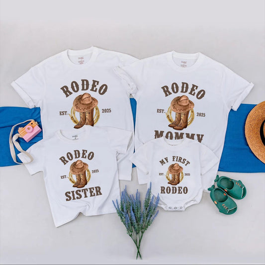 My First Rodeo Birthday Matching Family Shirts: Cowboy 1st Birthday Outfit, Western Baby Boy Tee, Rodeo Party Clothes