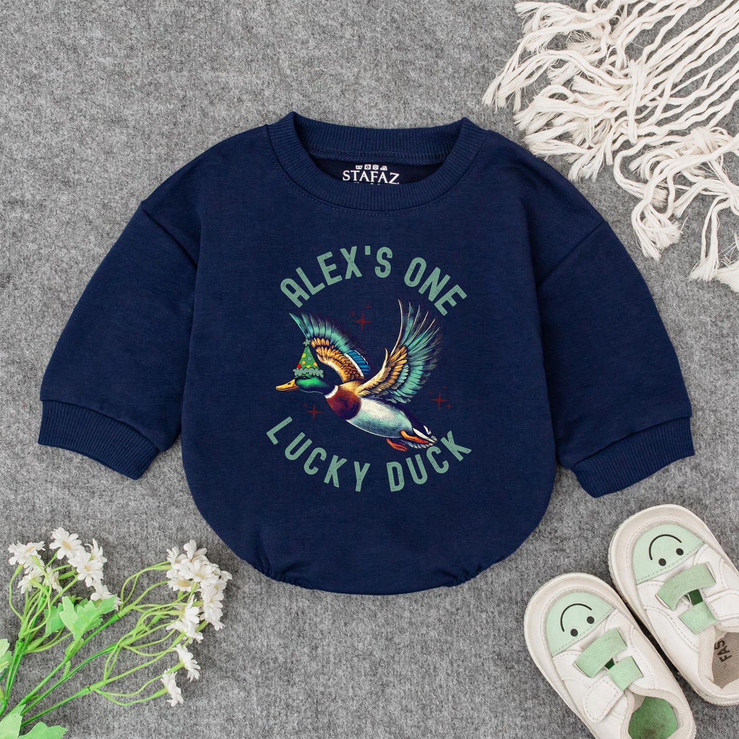 One Lucky Duck Birthday Romper for Baby Boy or Girl | Mallard Duck Bodysuit & Duckling Outfit, Fun Animal Birthday Gift