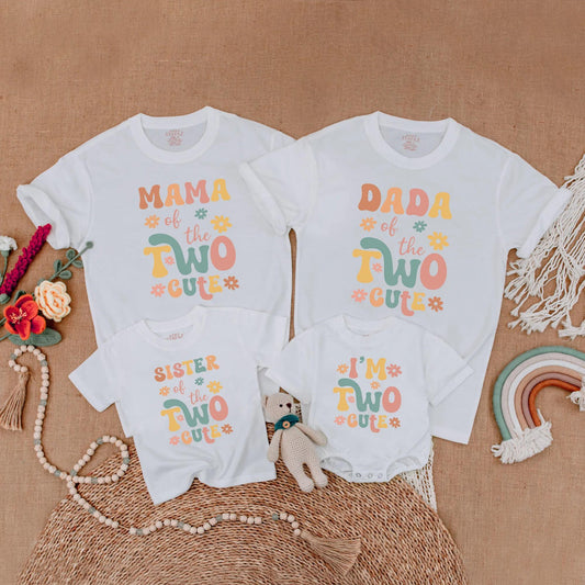 Retro Groovy Birthday Girl Shirt & Matching Family Outfits 2nd Toddler Birthday Party Gift