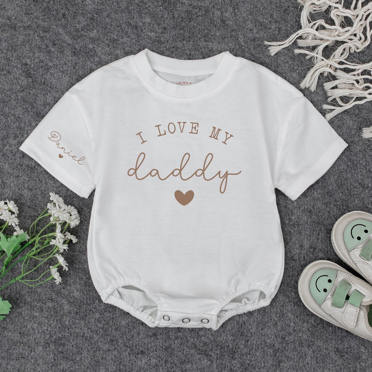 I Love My Daddy Baby Boy Sweatshirt Bubble Romper First Father's Day Outfit Newborn Bodysuit New Dad Gift Comfortable