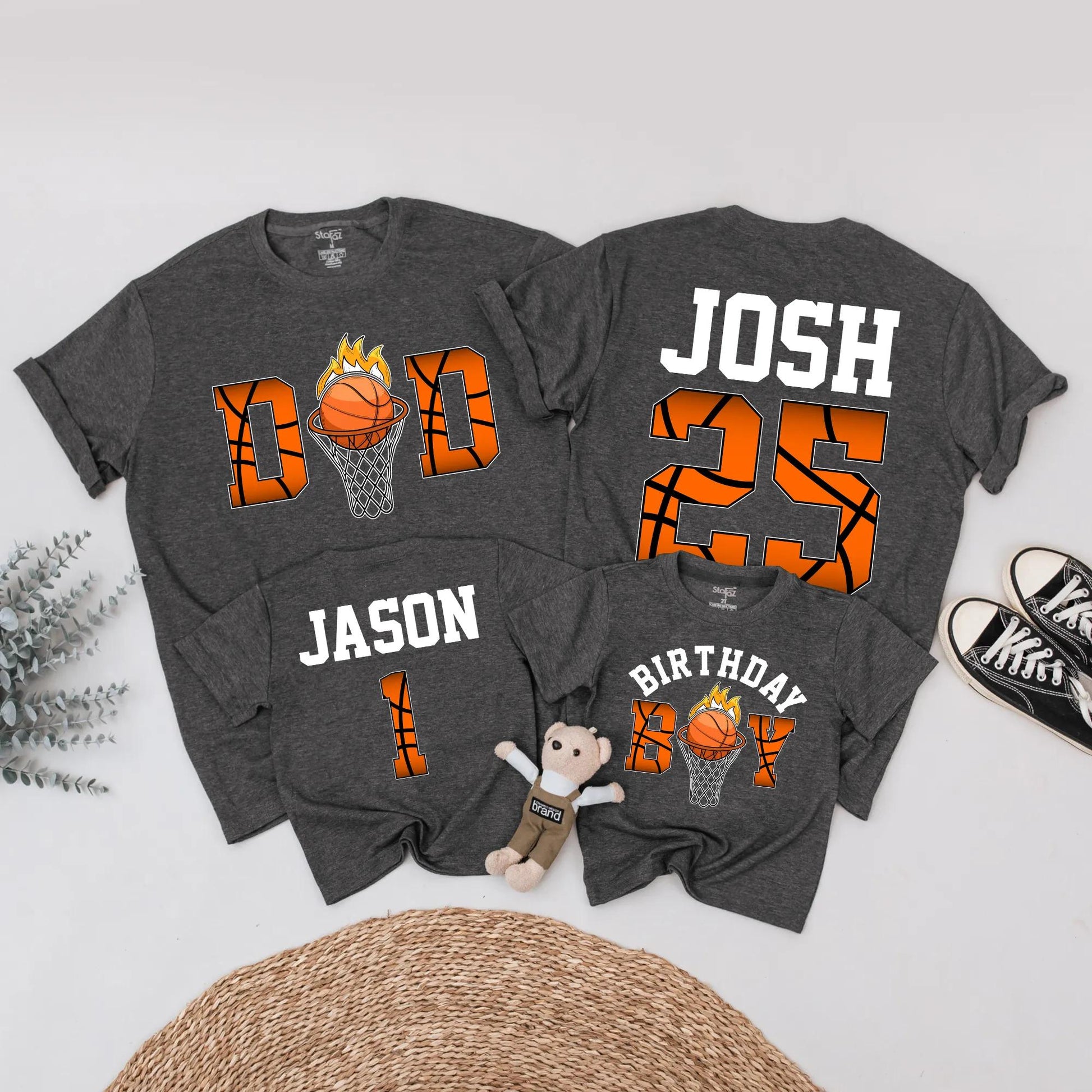 Custom Basketball Birthday Boy Shirt for Jason, Matching Family Basketball Outfit, Sporty Birthday Gift, Personalized Age & Name Tees