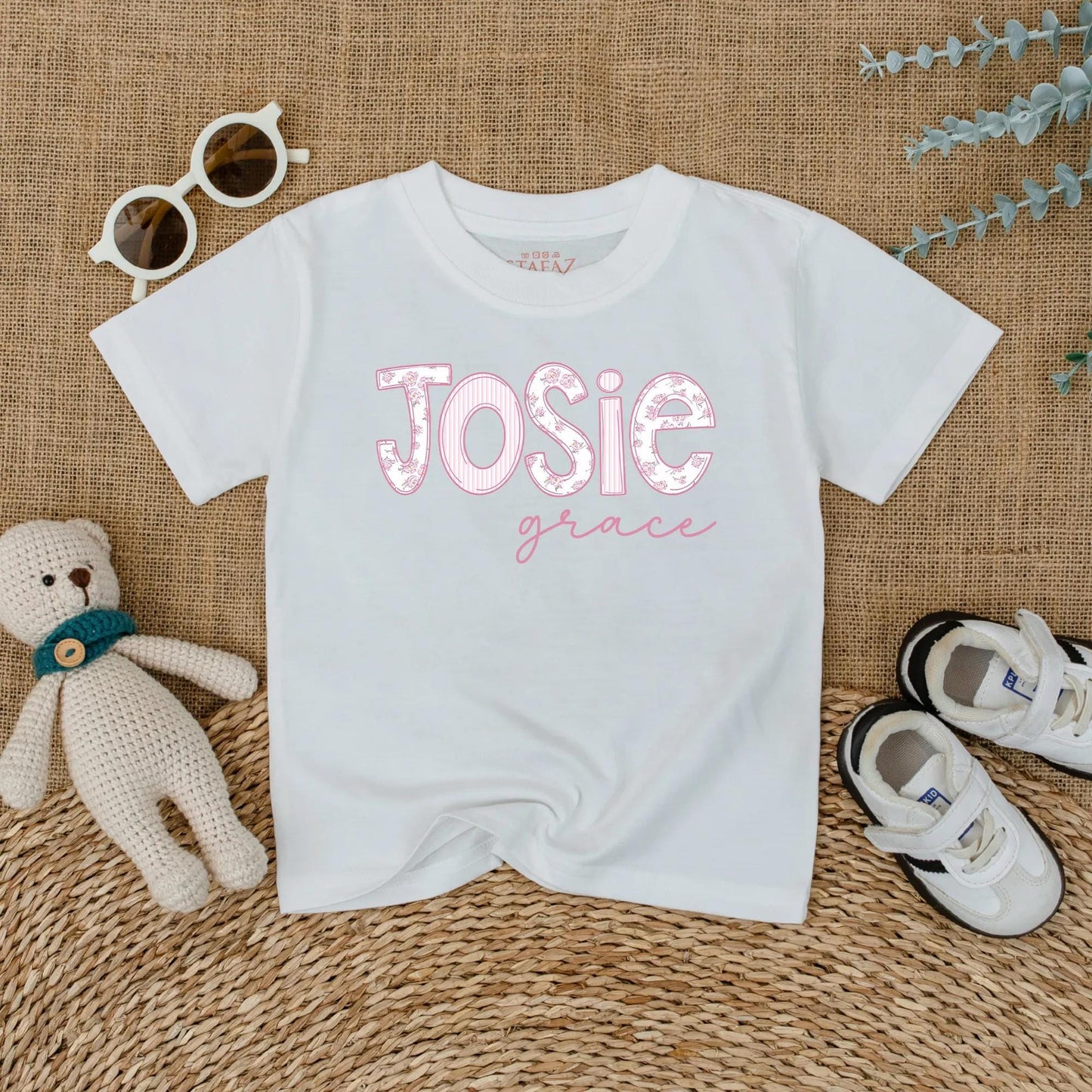 Personalized Pink Floral Baby Girl Romper Wildflower Name Bodysuit Short Sleeve Bubble Outfit Coming Home Newborn Shower Gift