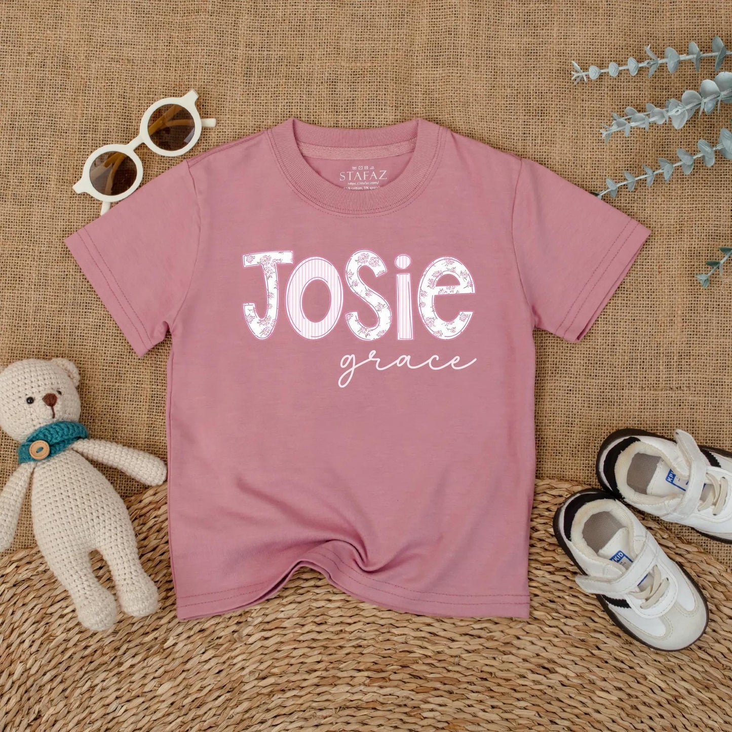Personalized Pink Floral Baby Girl Romper Wildflower Name Bodysuit Short Sleeve Bubble Outfit Coming Home Newborn Shower Gift