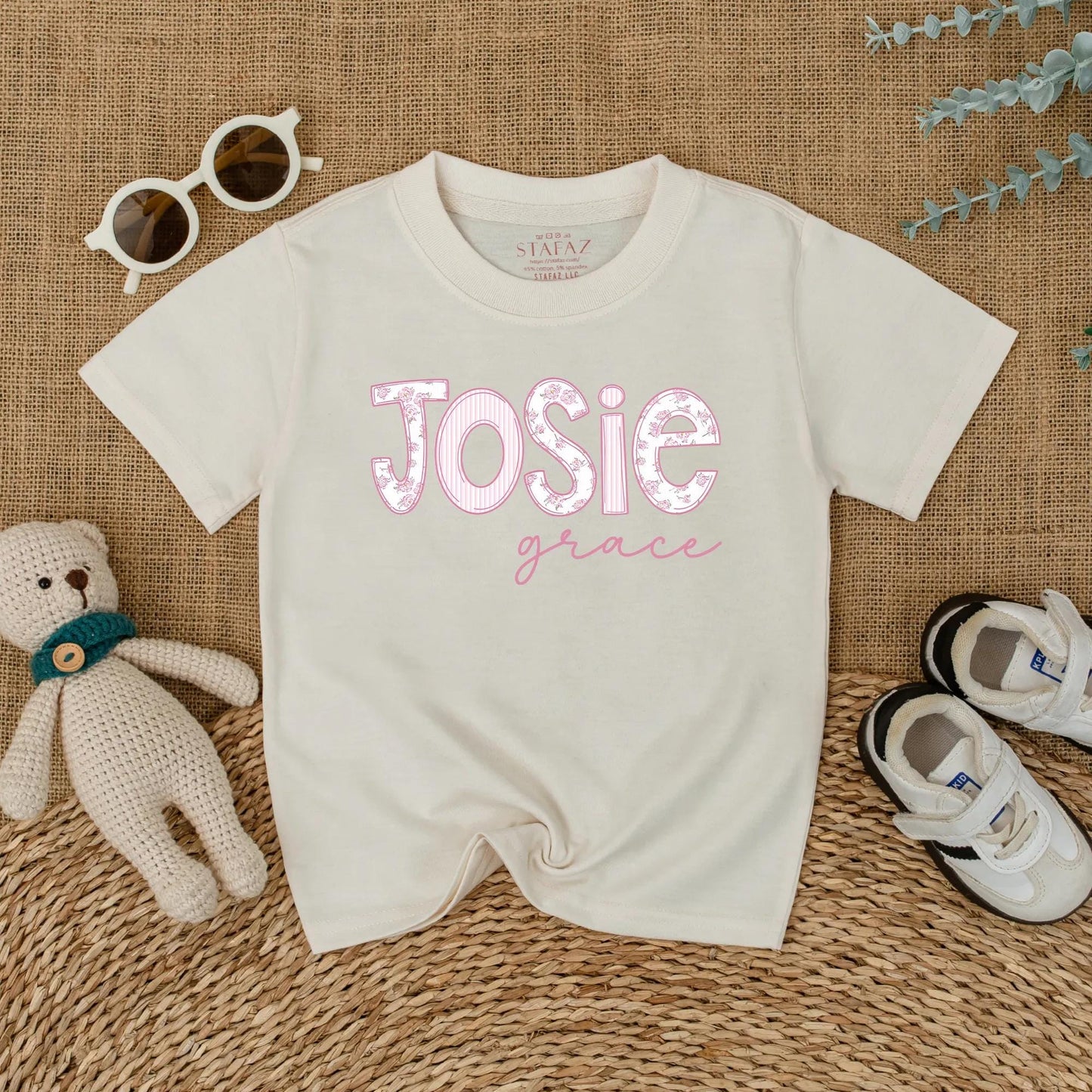 Personalized Pink Floral Baby Girl Romper Wildflower Name Bodysuit Short Sleeve Bubble Outfit Coming Home Newborn Shower Gift