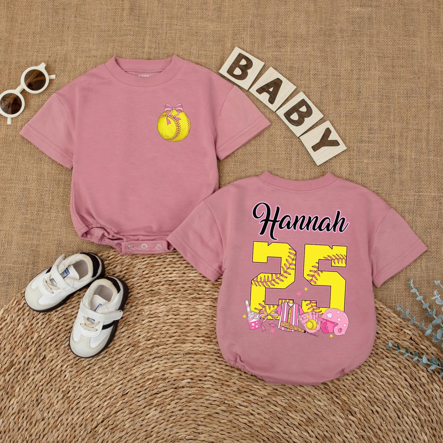 Softball Baby Romper Custom Gameday Outfit Short Sleeve Baby Girl Clothes Sports Themed Bodysuit