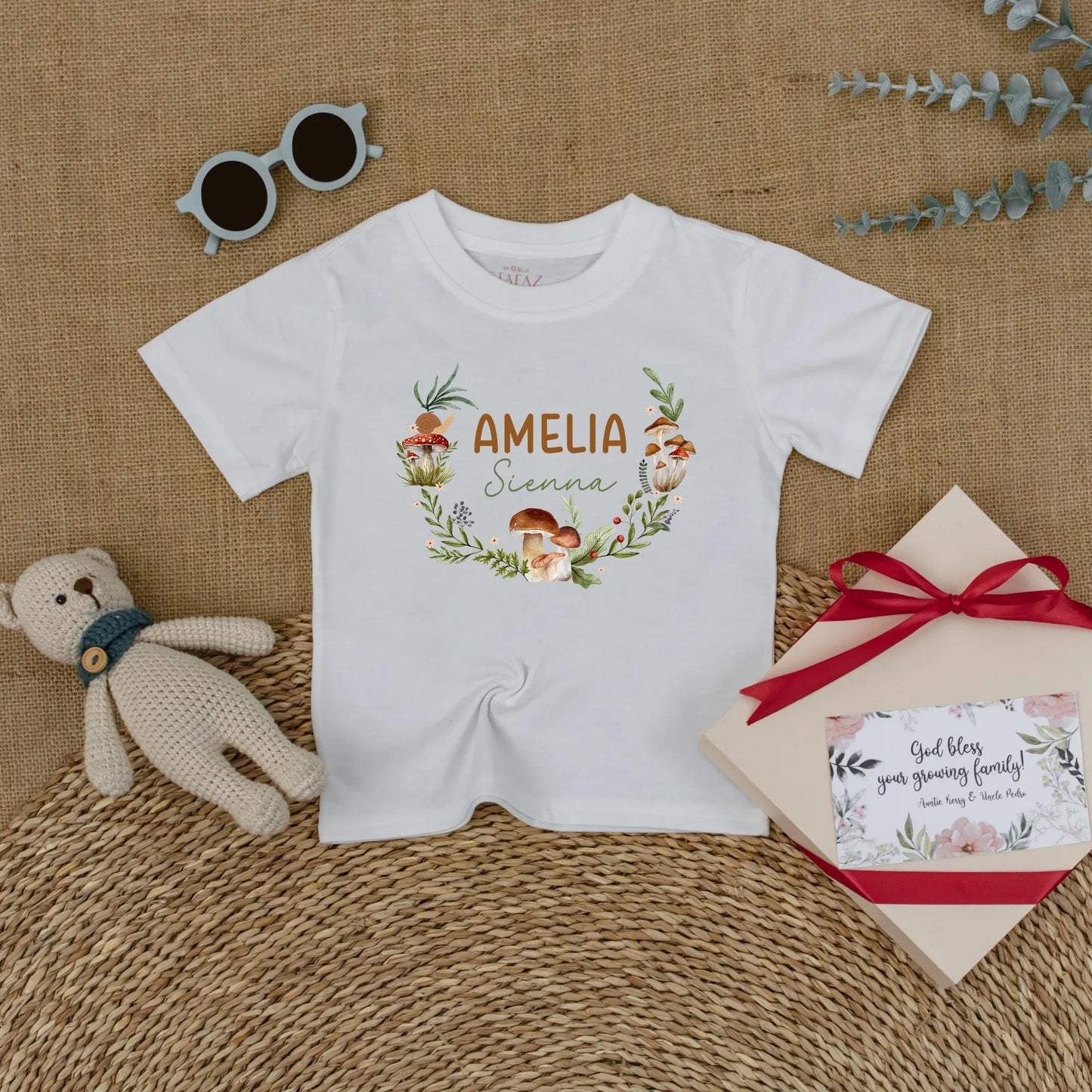 Custom Mushroom Baby Romper Personalized Woodland Forest Name Bodysuit Nature Baby Outfit Cute Gift