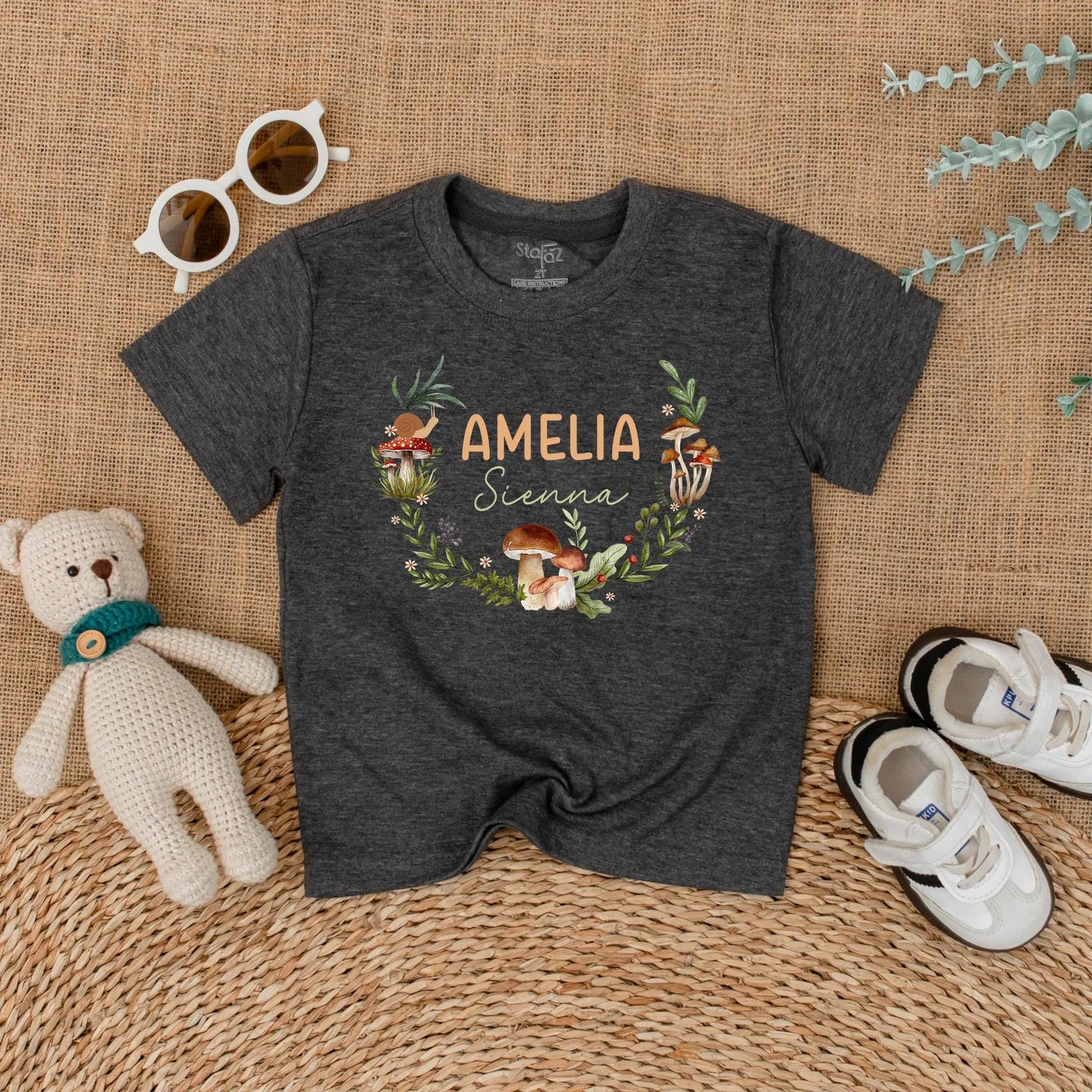 Custom Mushroom Baby Romper Personalized Woodland Forest Name Bodysuit Nature Baby Outfit Cute Gift