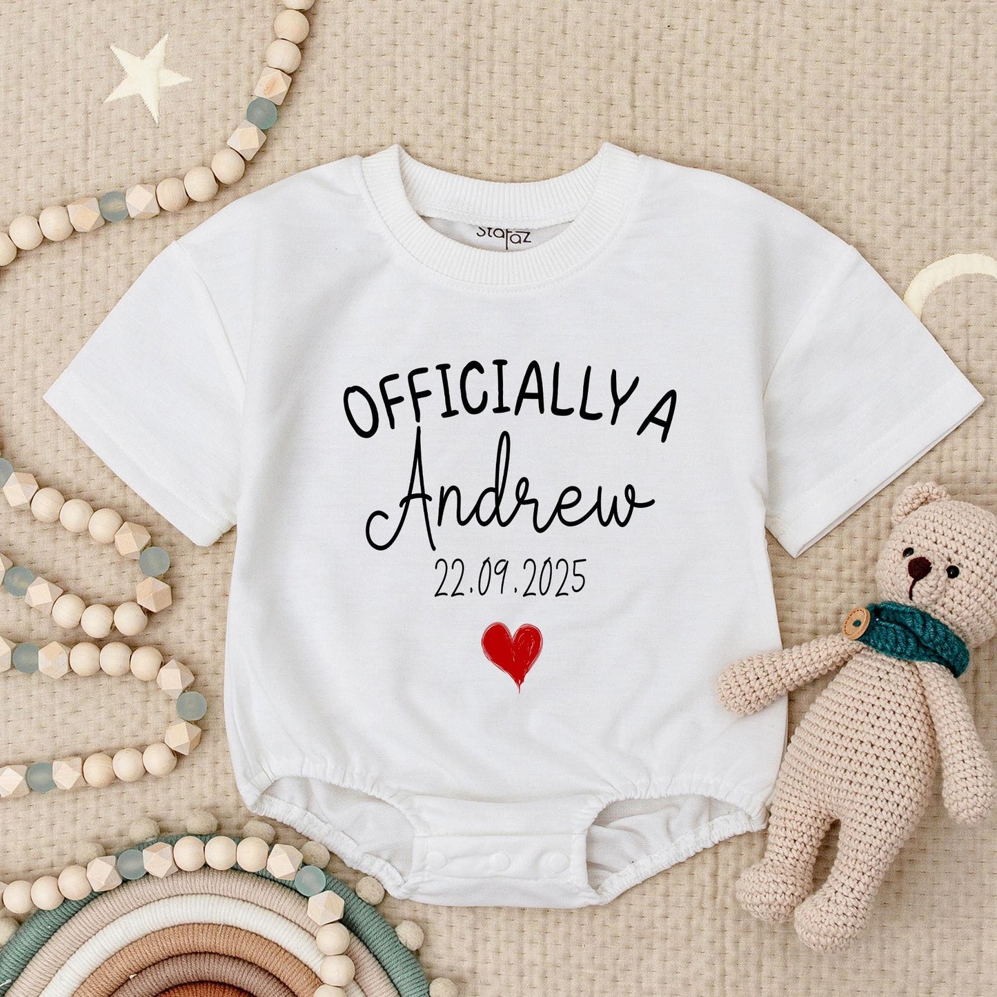 Officially Adopted Baby Bodysuit with Custom Name & Adoption Date, Personalized Adoption Day Gift, Simple & Modern Design, Comfortable Baby Clothes