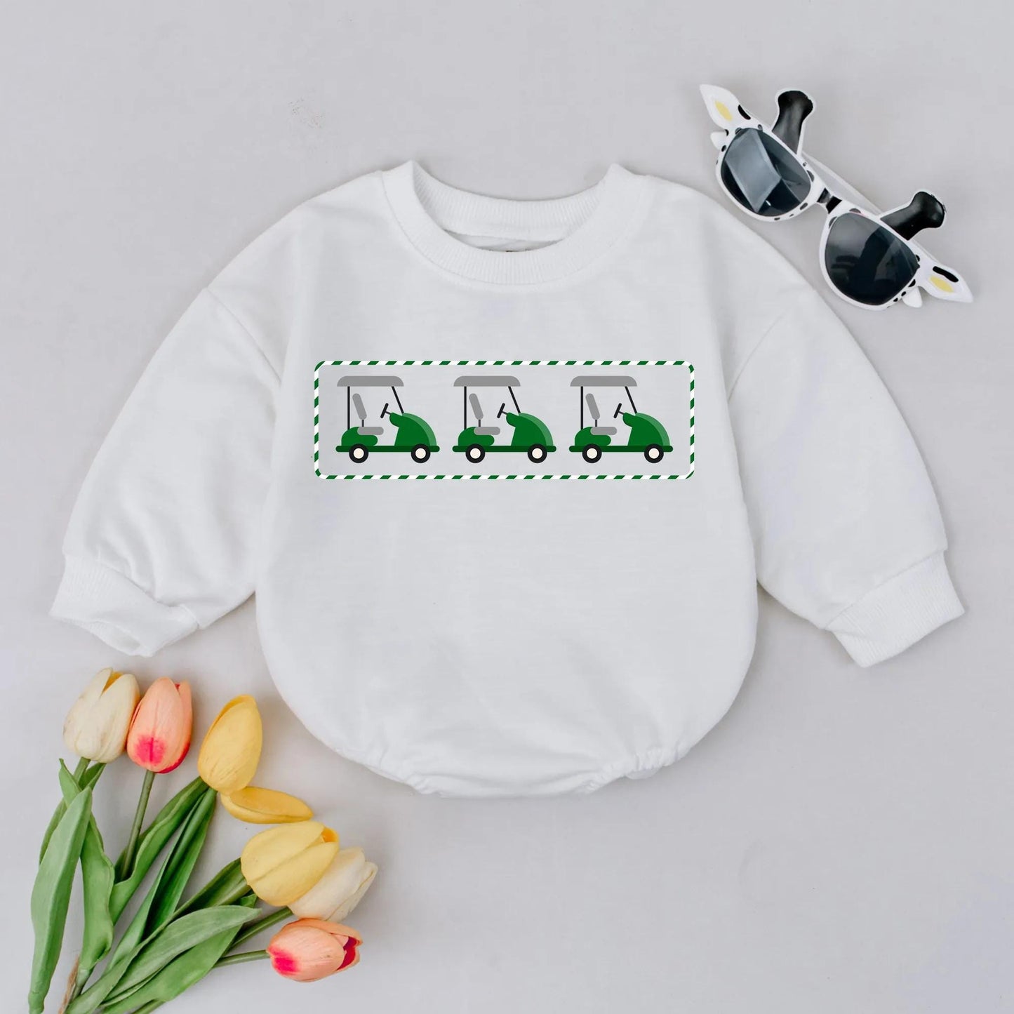 Adorable Golf Cart Baby Romper Cute Toddler Cotton Golf Shirt Sporty Baby Clothes Soft Sports Outfit for Little Golfers