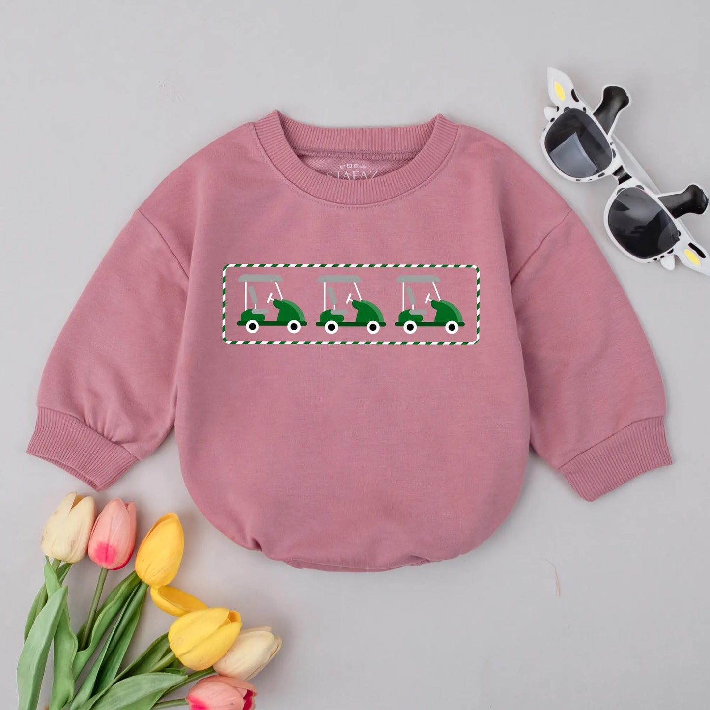 Adorable Golf Cart Baby Romper Cute Toddler Cotton Golf Shirt Sporty Baby Clothes Soft Sports Outfit for Little Golfers