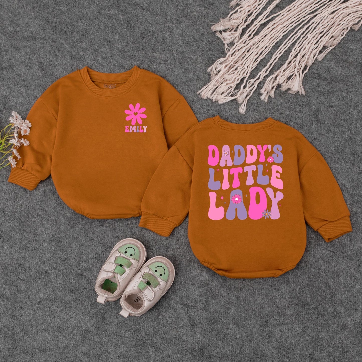 Personalized Daddy's Little Lady Baby Bubble Romper Cute Fathers Day Together Outfit for Infant Girls Daddy's Girl