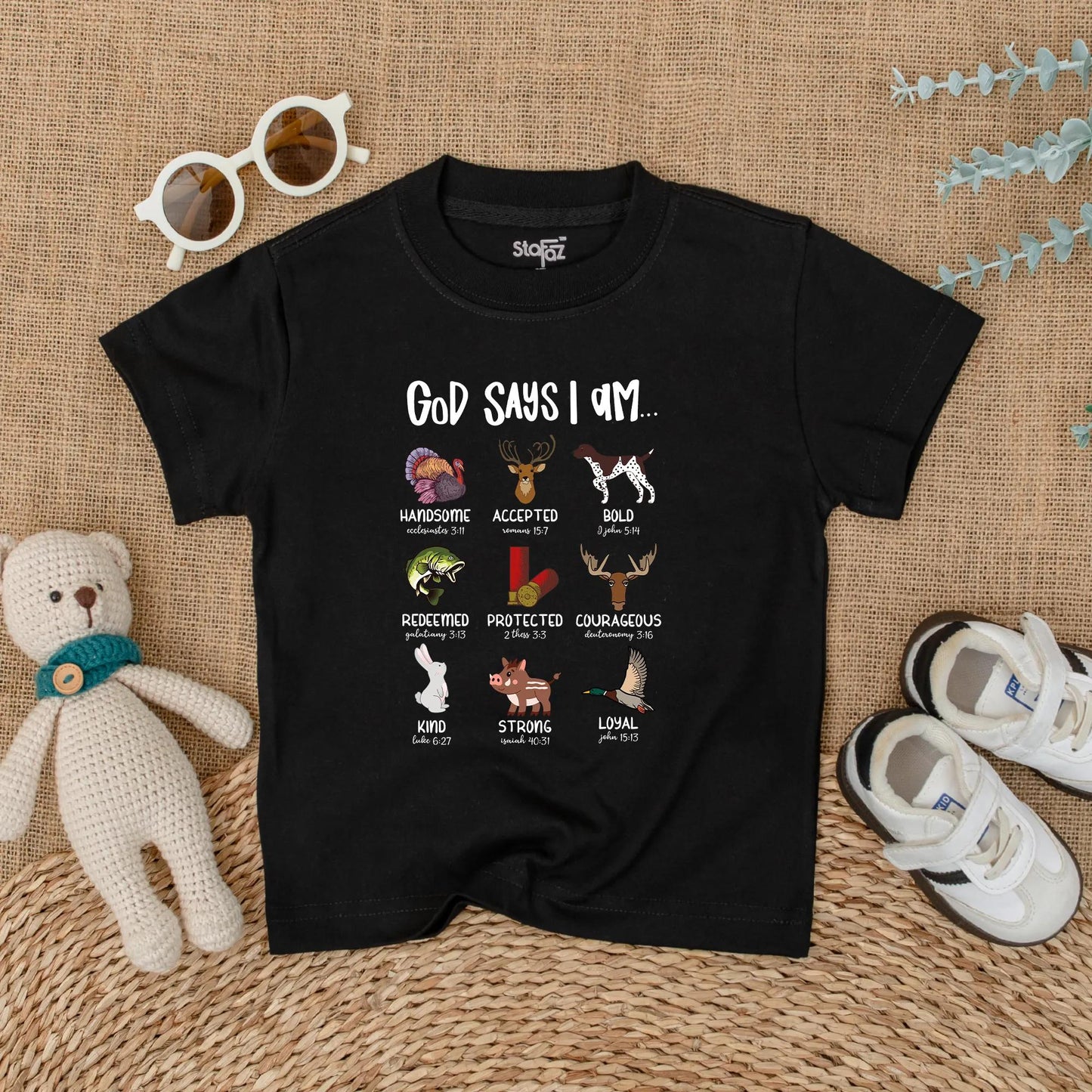 God Says I Am Hunting Baby Romper Outdoor Christian Boy Outfit Mallard Duck Religious Gift for Newborn