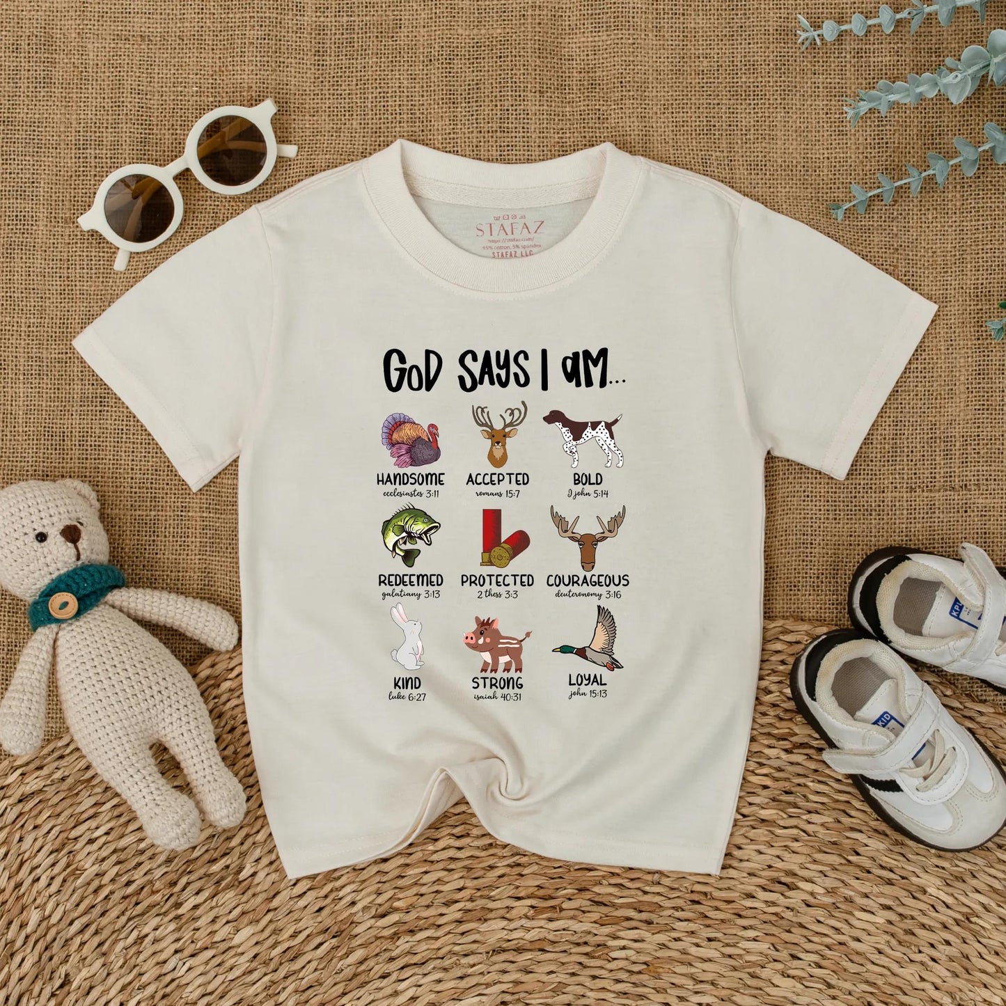 God Says I Am Hunting Baby Romper Outdoor Christian Boy Outfit Mallard Duck Religious Gift for Newborn