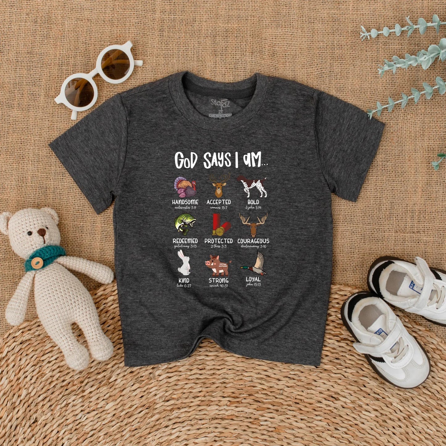 God Says I Am Hunting Baby Romper Outdoor Christian Boy Outfit Mallard Duck Religious Gift for Newborn