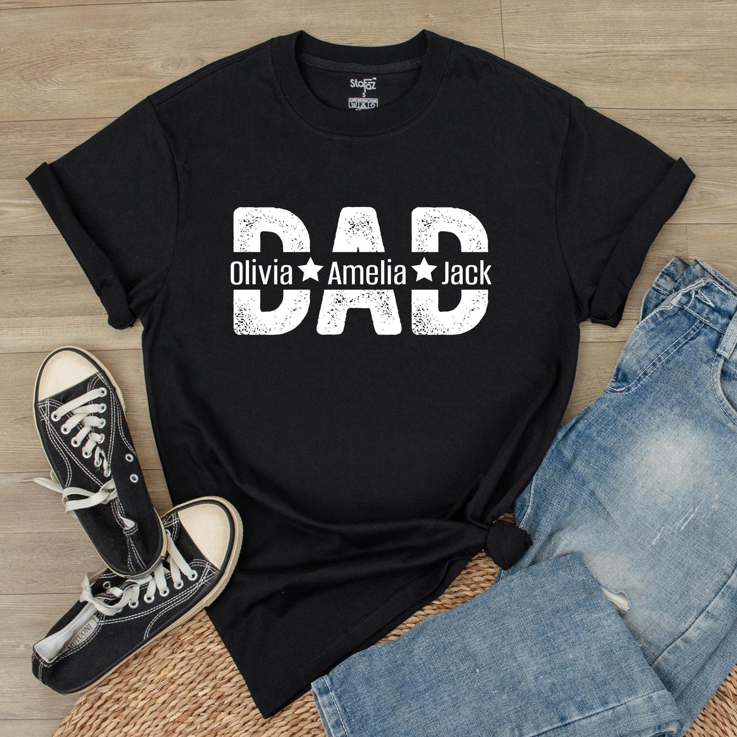 Personalized Dad Est. Shirt with Kids Names Custom Year Father's Day Gift Dad Established T-Shirt Comfortable Cotton