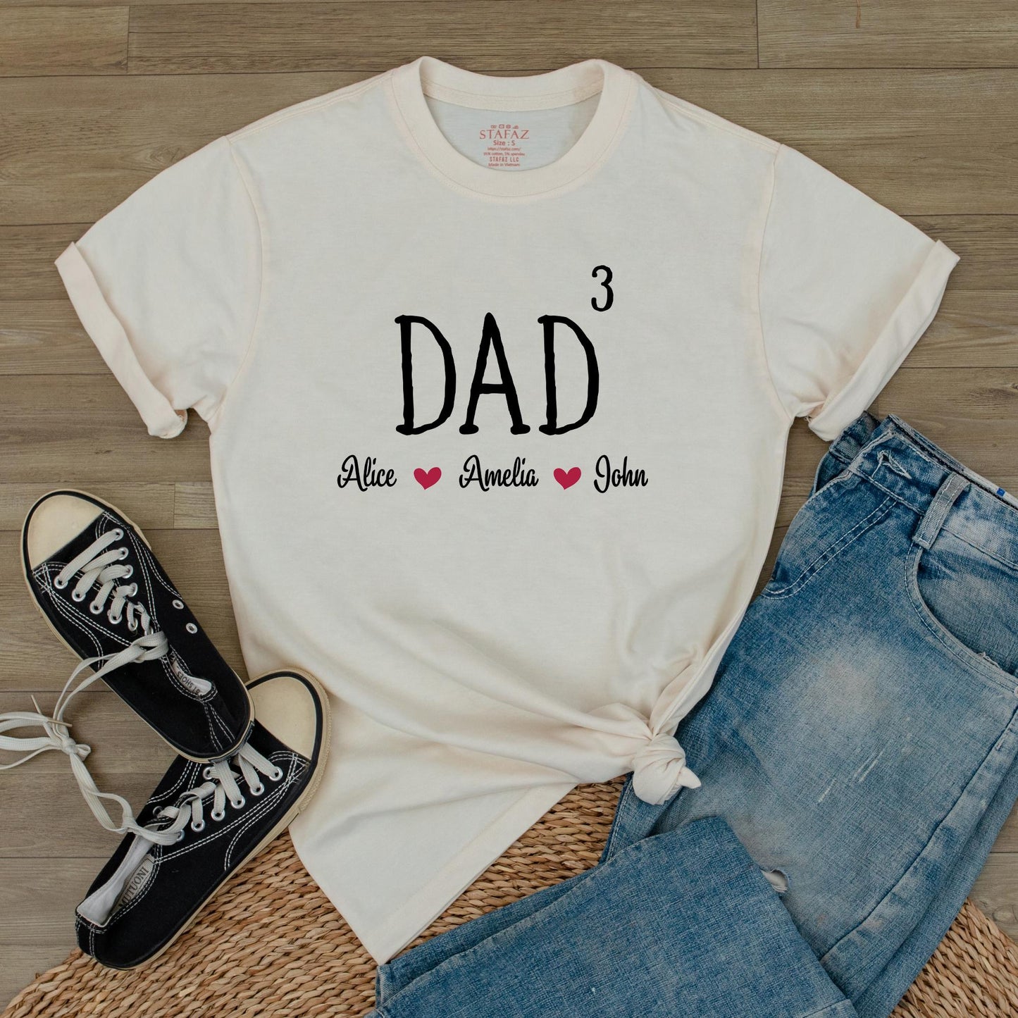 Custom Dad Shirt with Kid Names Father's Day Gift Personalized Dad Tee for Husband Daddy Shirt with Kid Names Casual Party Present