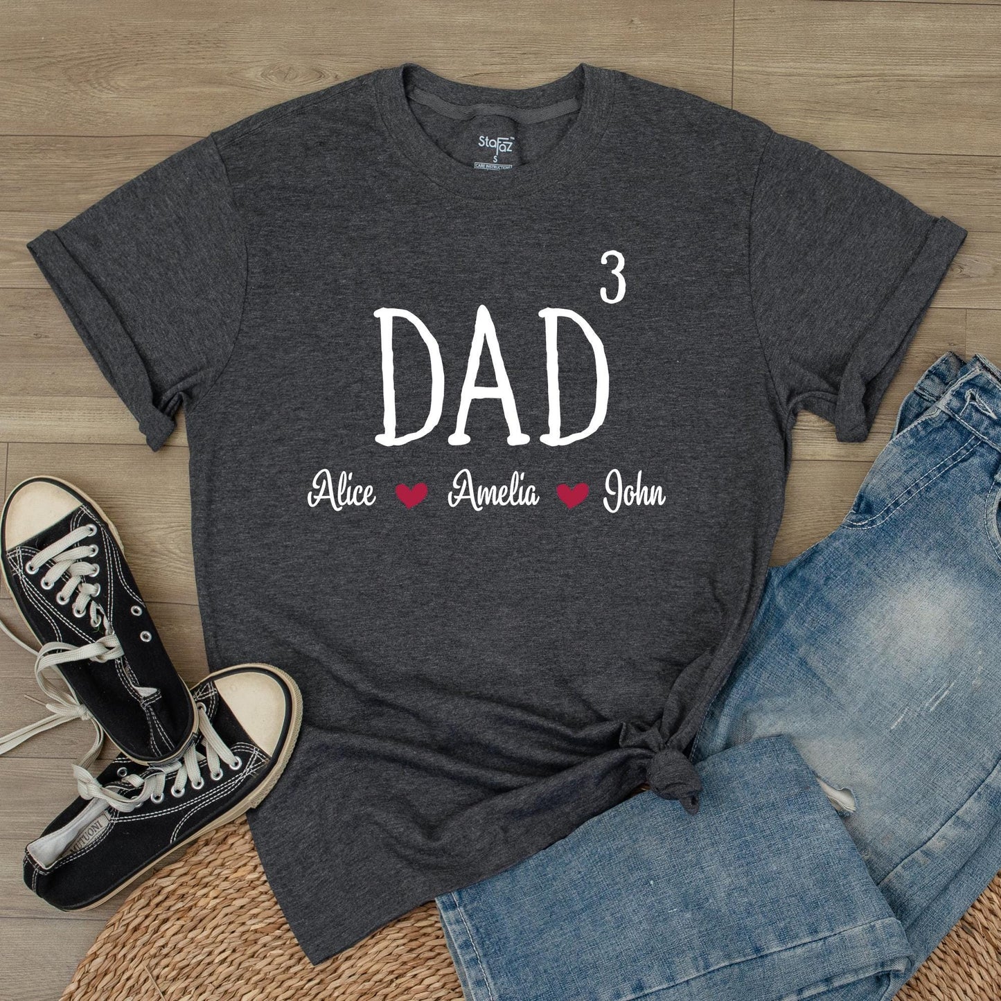 Custom Dad Shirt with Kid Names Father's Day Gift Personalized Dad Tee for Husband Daddy Shirt with Kid Names Casual Party Present