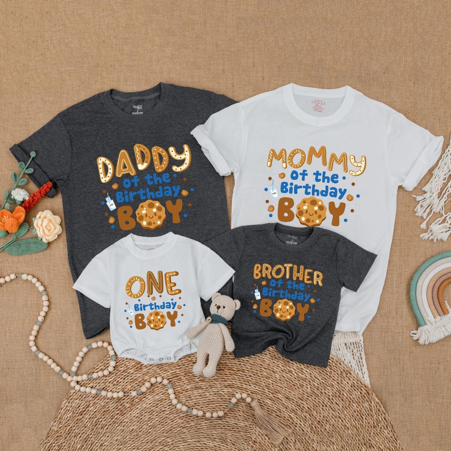 Cookies and Milk 1st Birthday Matching Family Shirts, One Sweet Boy Outfit for First Birthday, Mommy and Me, Baby Boy's Cookie Theme Party