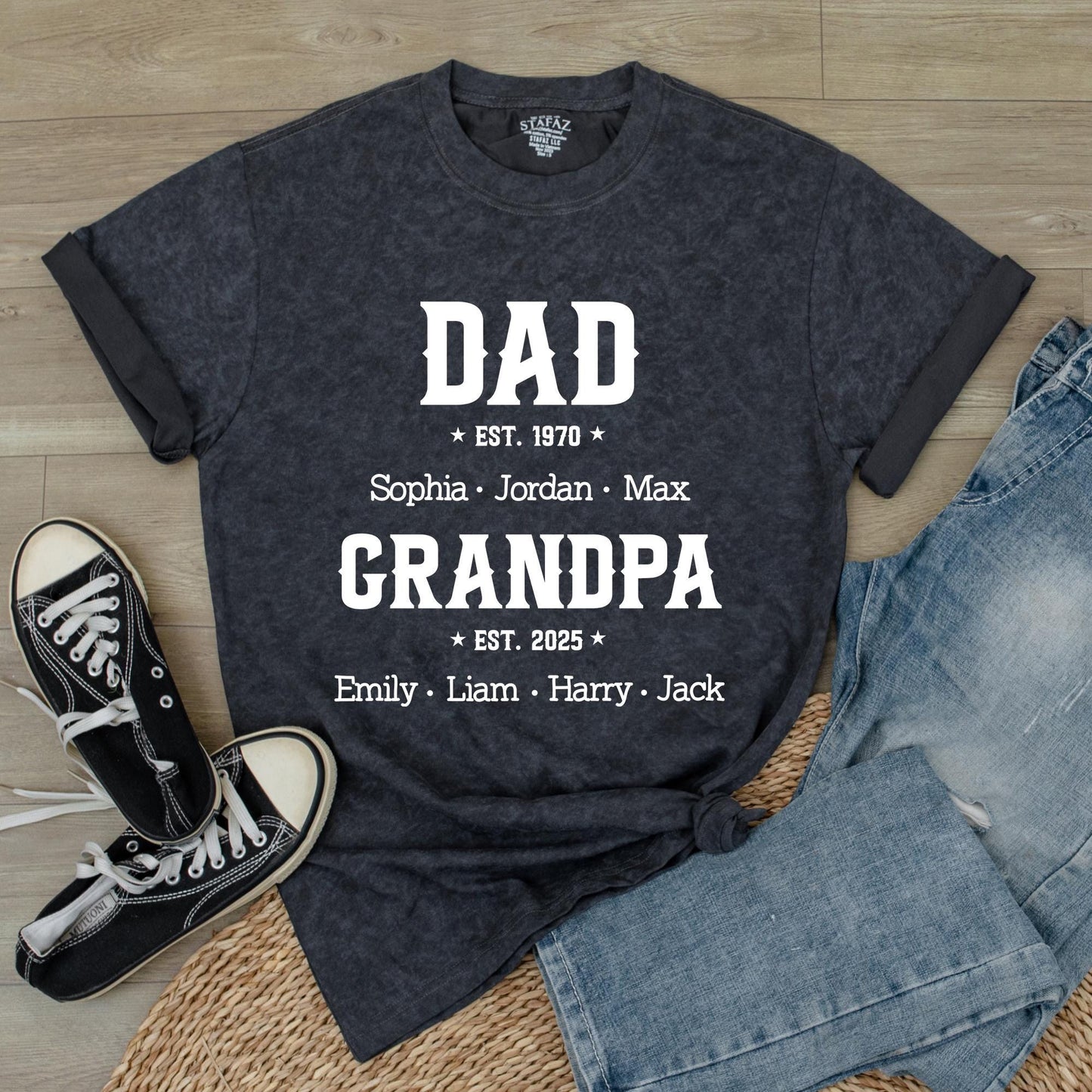 Custom New Grandpa Gift First Dad Now Grandpa Tee Personalized Grandpa Shirt for Husband Husband Gifts