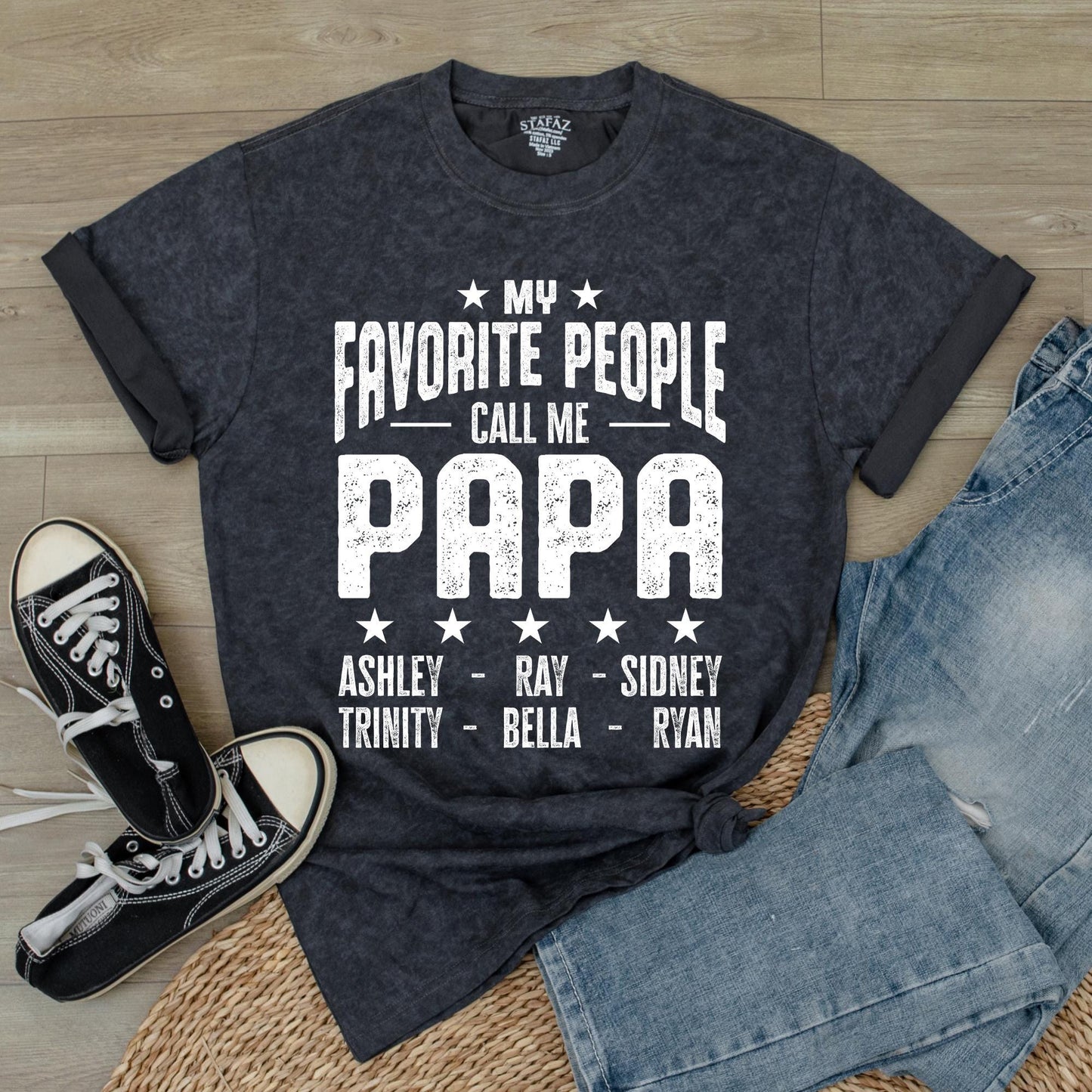 Custom Papa Shirt My Favorite People Call Me Papa Personalized with Kids Names Father's Day Gift Idea