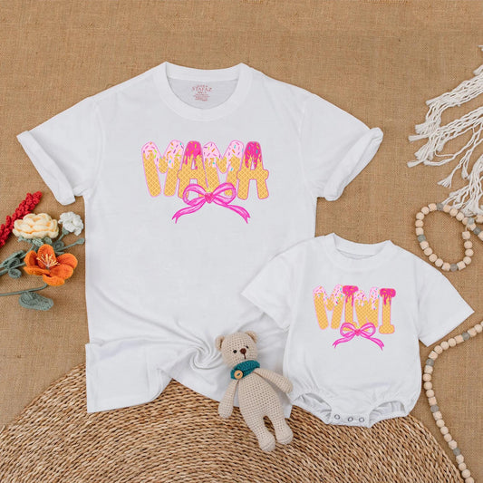Mama and Mini Ice Cream Cone Matching Shirt Cute Mommy and Me Outfit Sweet Sprinkle Mother Daughter Gift