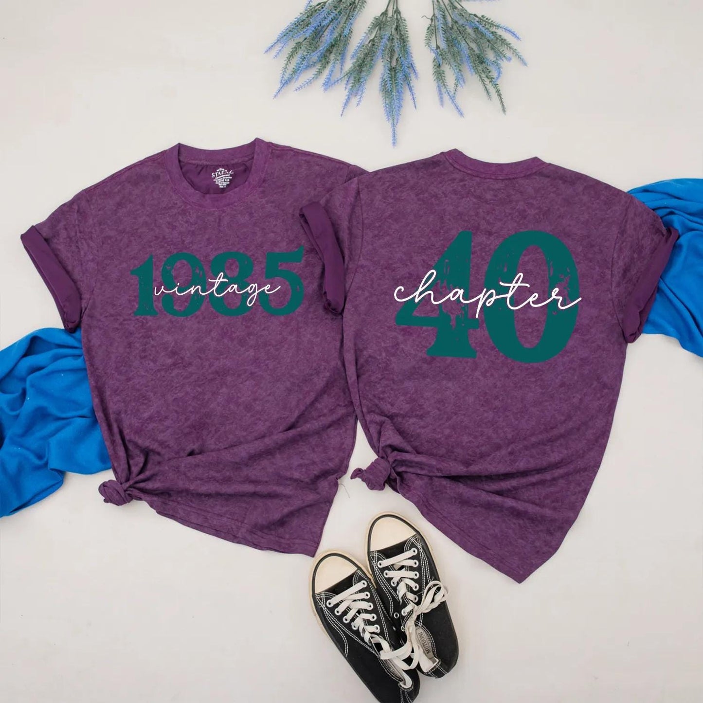 Vintage 1985 Birthday Shirt for Women, Chapter 40 Tee, Retro 40th Gift, Distressed Dark Teal Design, Best Friend Bday, Turning Forty Top (139 chars)