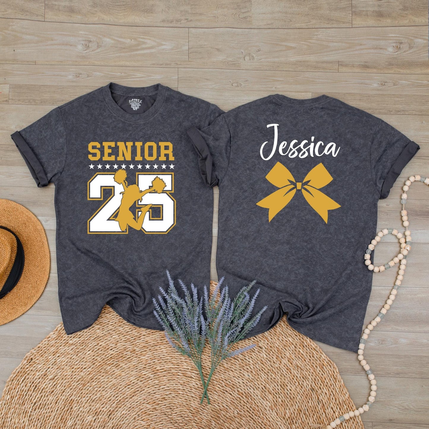 Custom Senior Cheer Shirt Personalized Graduation Year Name 2025 Cheerleader Gift