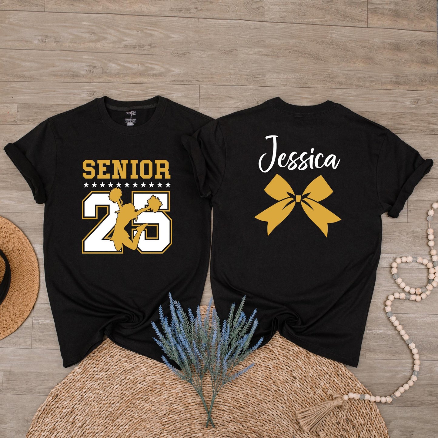 Custom Senior Cheer Shirt Personalized Graduation Year Name 2025 Cheerleader Gift