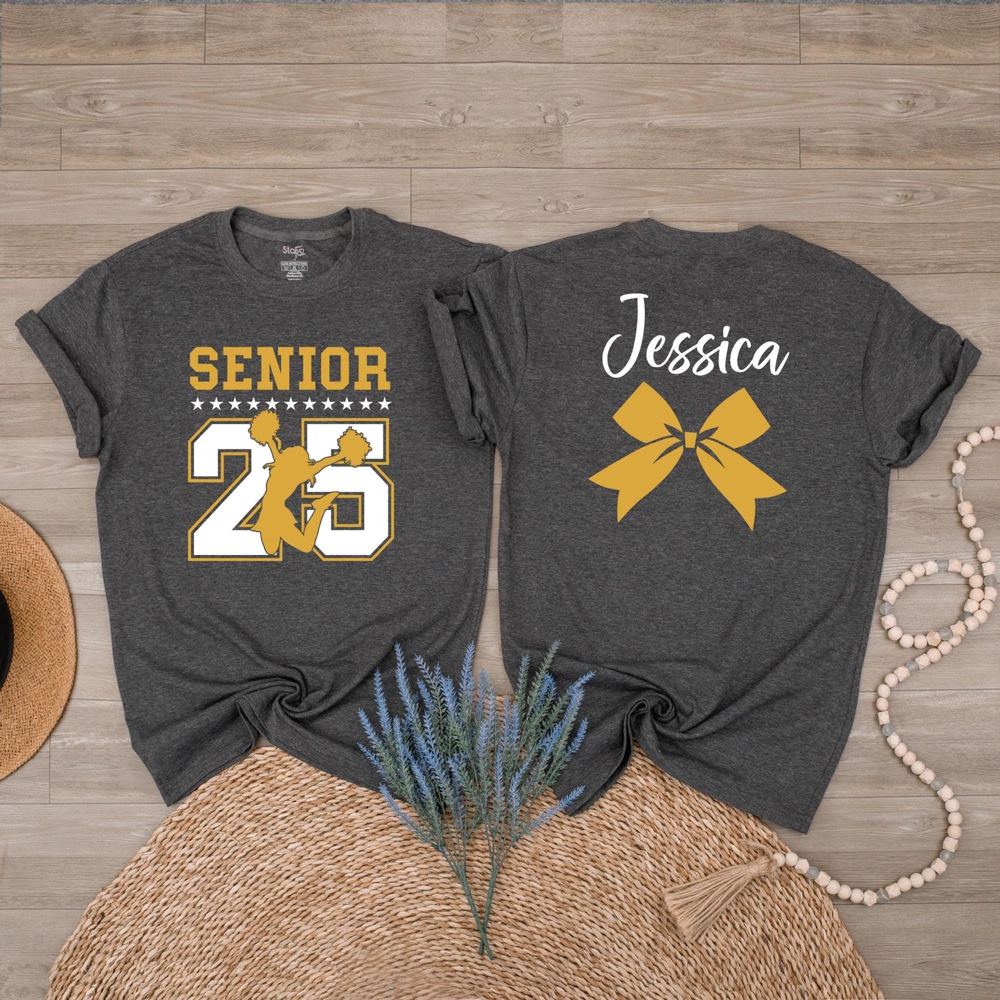 Custom Senior Cheer Shirt Personalized Graduation Year Name 2025 Cheerleader Gift