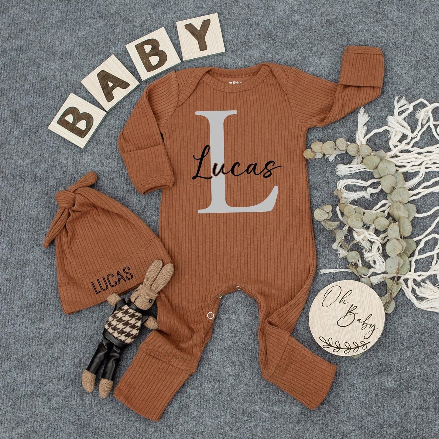 Personalized Newborn Boy Coming Home Bodysuit Hospital Outfit Baby Shower Gift Hipster Baby Clothes Soft Cotton Hello World Romper