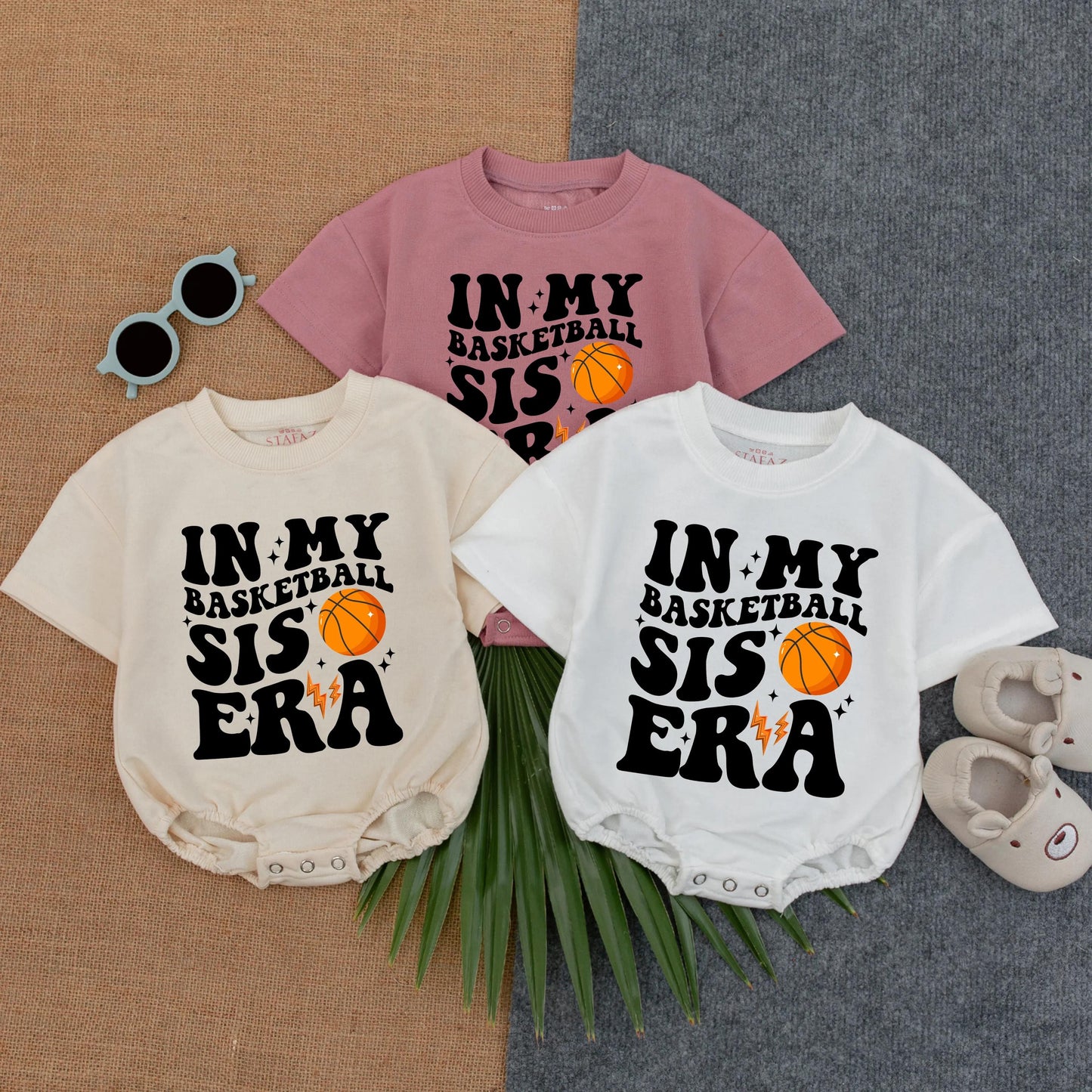 Basketball Sister Era Bubble Romper Game Day Baby Outfit Short Sleeve Newborn Gameday Clothes