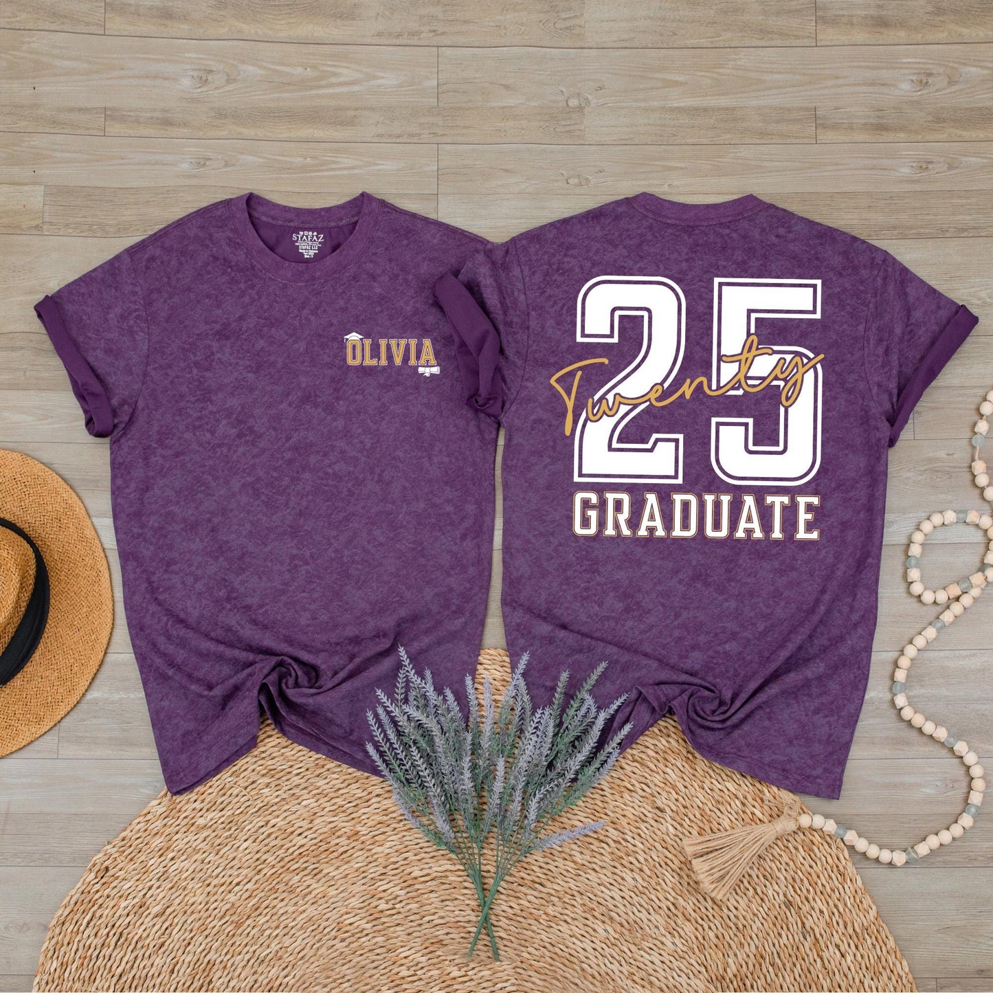 Custom Name Class of 2025 Graduation T-Shirt Personalized Senior Graduate Tee High School College Graduate Gift