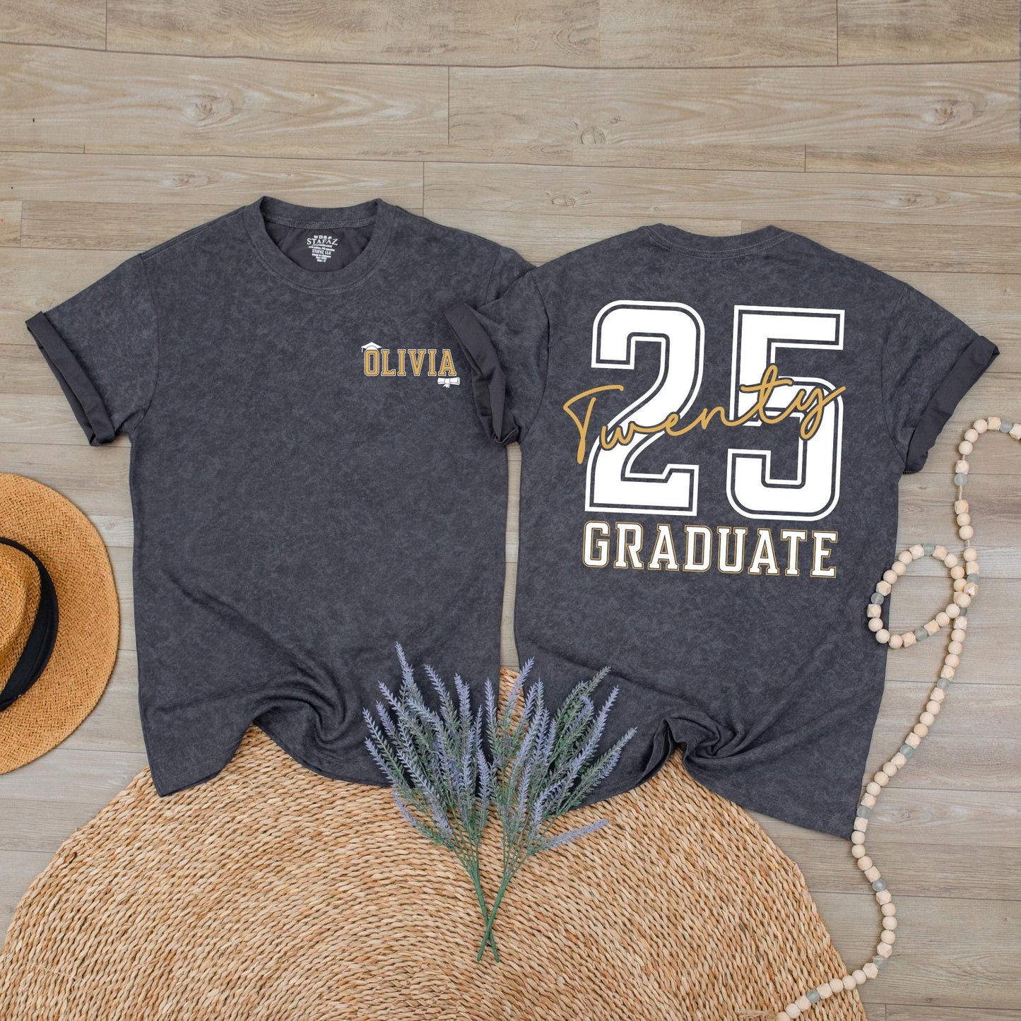 Custom Name Class of 2025 Graduation T-Shirt Personalized Senior Graduate Tee High School College Graduate Gift