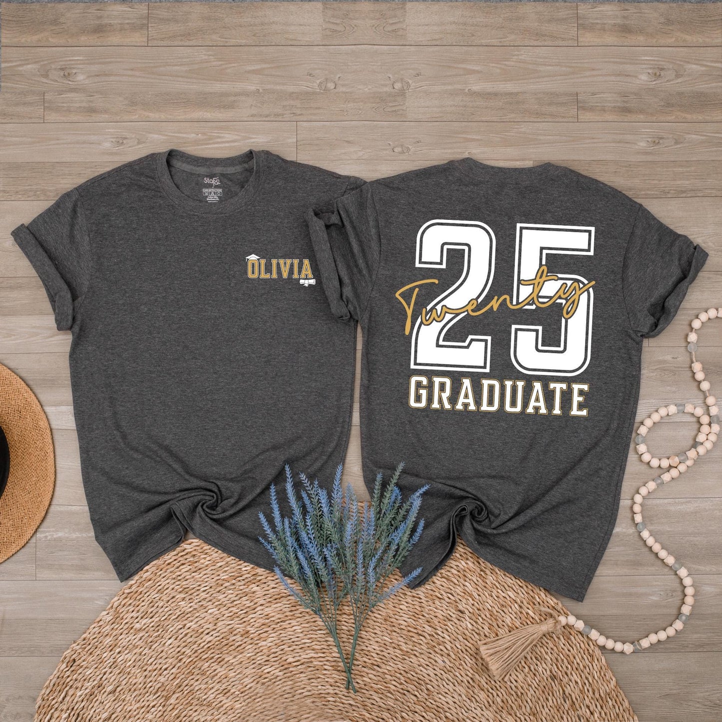 Custom Name Class of 2025 Graduation T-Shirt Personalized Senior Graduate Tee High School College Graduate Gift