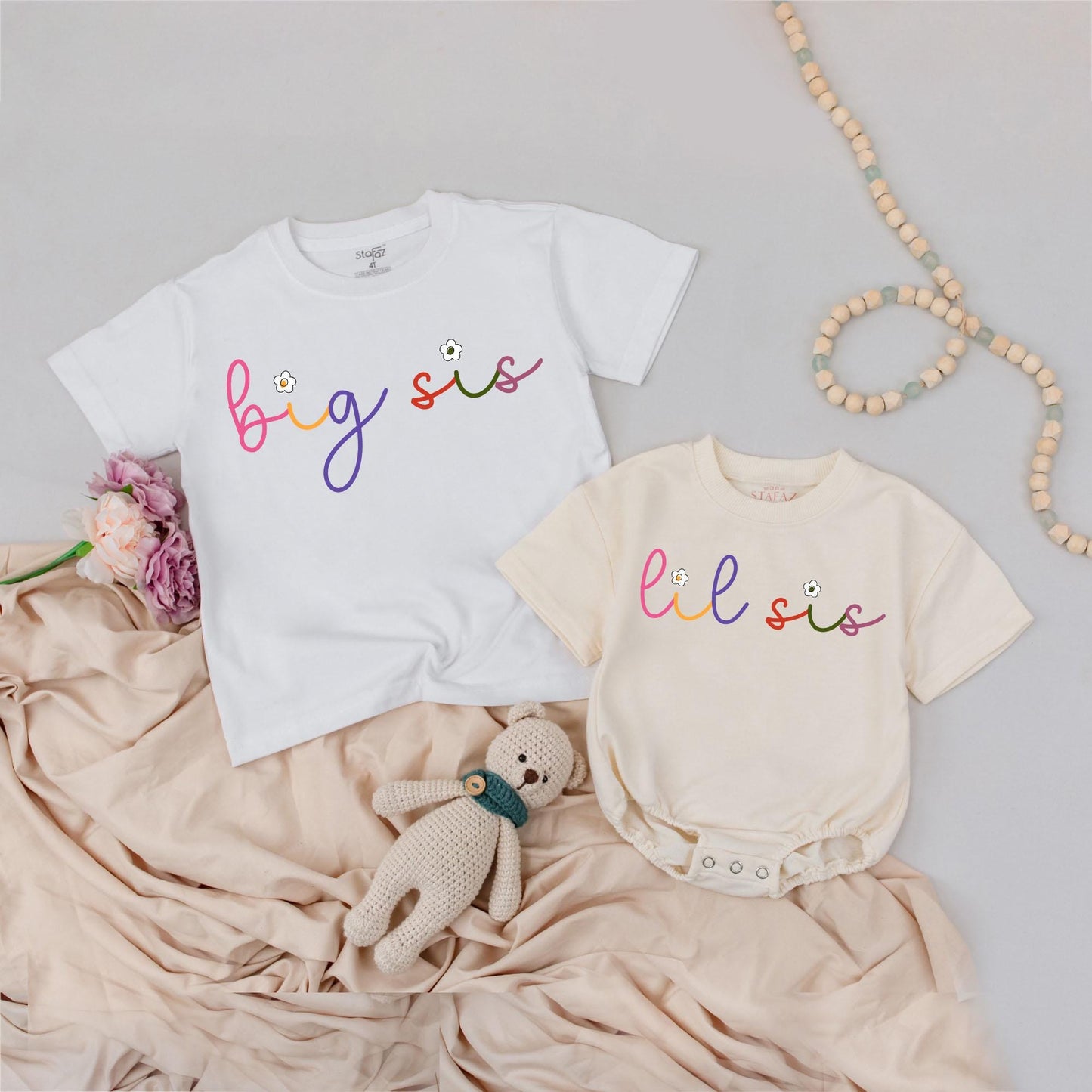 Personalized Matching Sibling Shirts Big Little Sister Toddler Baby Girl Boy Baby Announcement First Birthday Cute Gift Outfits