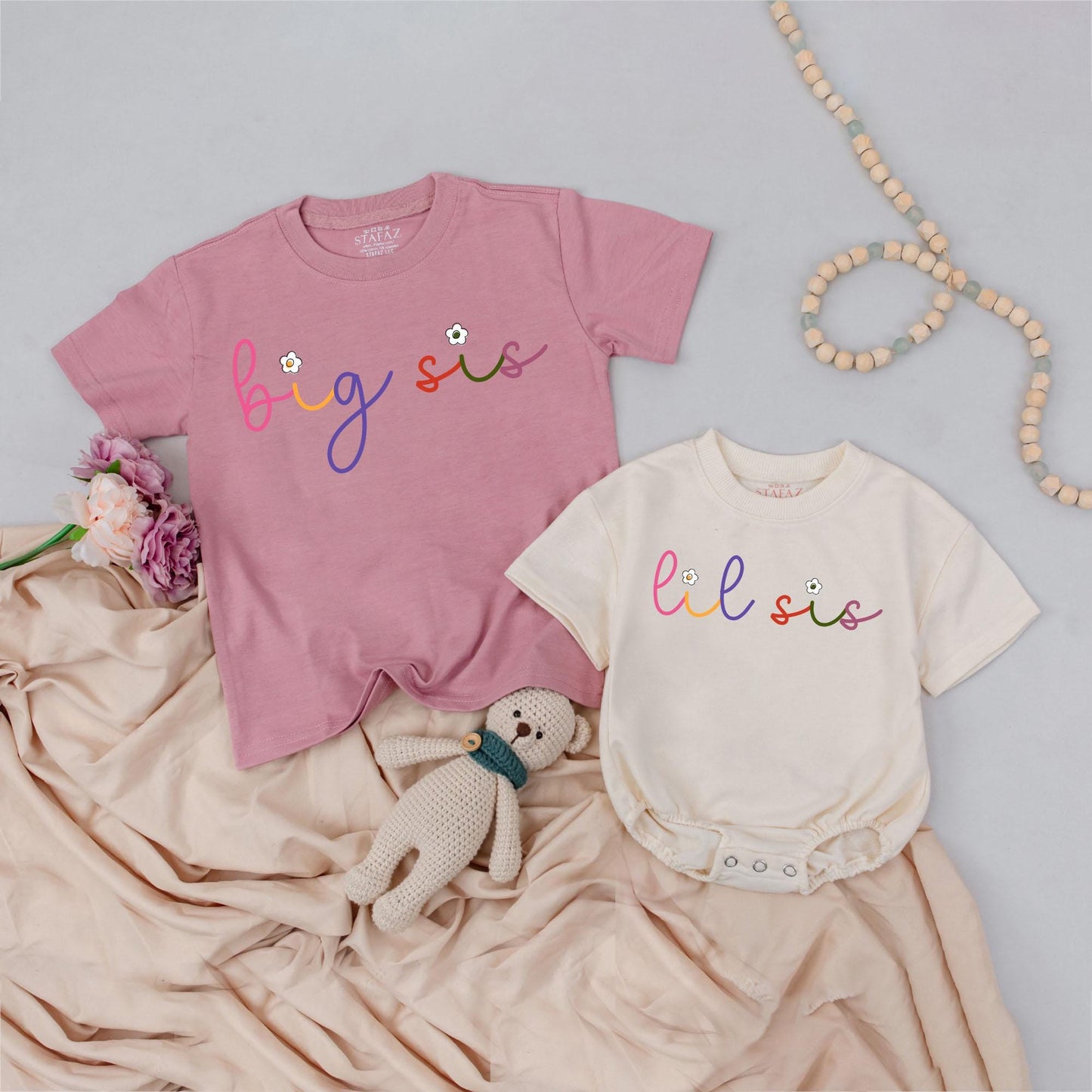 Personalized Matching Sibling Shirts Big Little Sister Toddler Baby Girl Boy Baby Announcement First Birthday Cute Gift Outfits