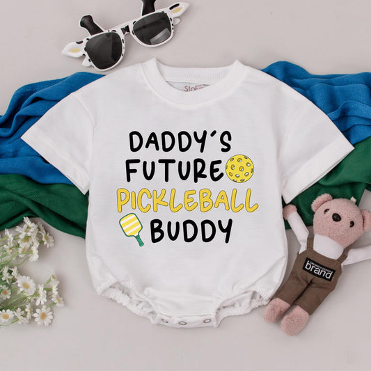 Daddy's Pickleball Buddy Baby Romper, Pickleball Lover Gift for Baby Boy or Girl, Father's Day Outfit, Comfortable Cotton Infant Bodysuit