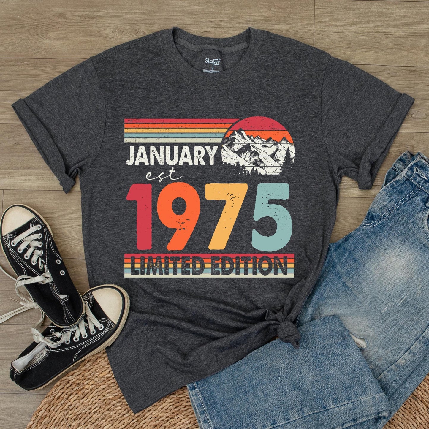 50th Birthday Shirt for Women & Men: 1975 Vintage Tee Gift, Fifties Bday Party Number Shirt, Retro Gift, Comfortable