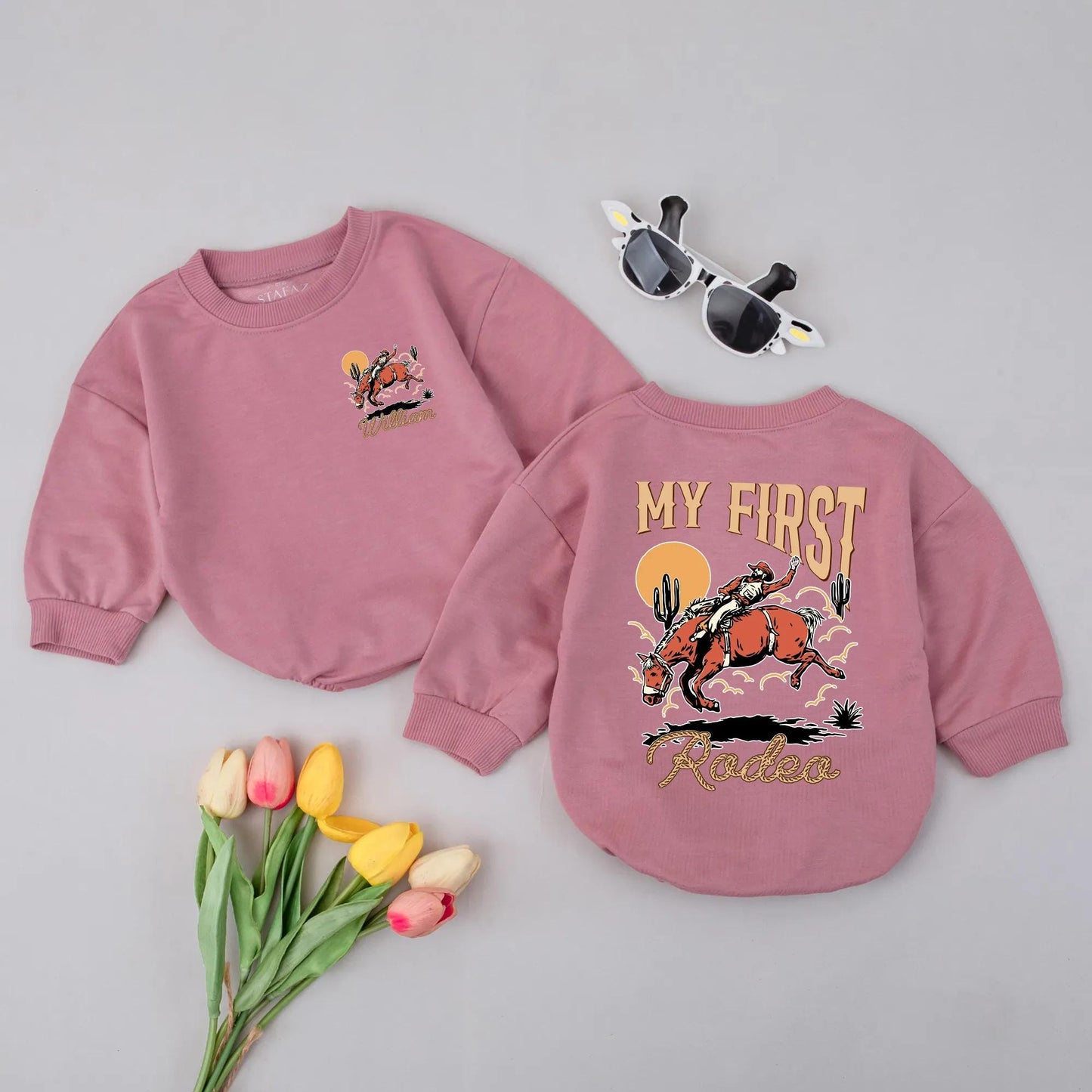 Personalized My First Rodeo Romper | Western Cowboy Baby Outfit Gift, Toddler Cowboy Cowgirl Rodeo Clothes, Rustic Baby Gift