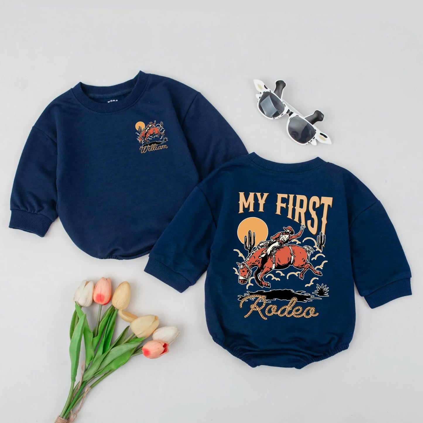 Personalized My First Rodeo Romper | Western Cowboy Baby Outfit Gift, Toddler Cowboy Cowgirl Rodeo Clothes, Rustic Baby Gift