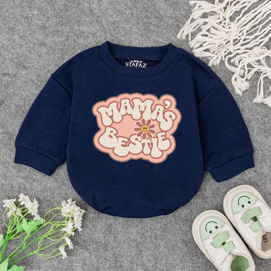 Mama's Bestie Romper, Retro Baby Bodysuit for Cool Moms! Playful Newborn Outfit, I Love Mom Gift, Vintage Little Girl Clothes, Big Sister Style 139 chars