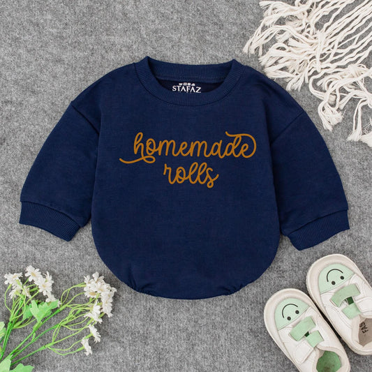 Homemade Rolls Retro Baby Romper Funny Thanksgiving Food Pun Bodysuit Autumn Fall Toddler Clothes Baby Shower Gift